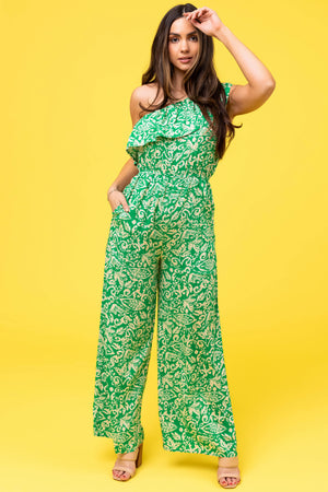 She+Sky Jade One Shoulder Printed Jumpsuit