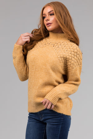 She+Sky Light Marigold Mock Neck Knit Sweater