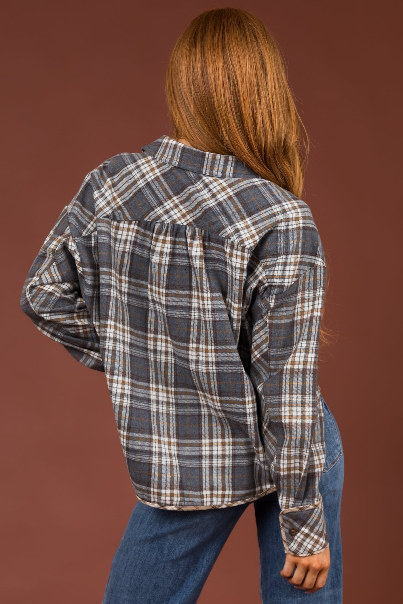 Slate Plaid Double Chest Pocket Soft Flannel