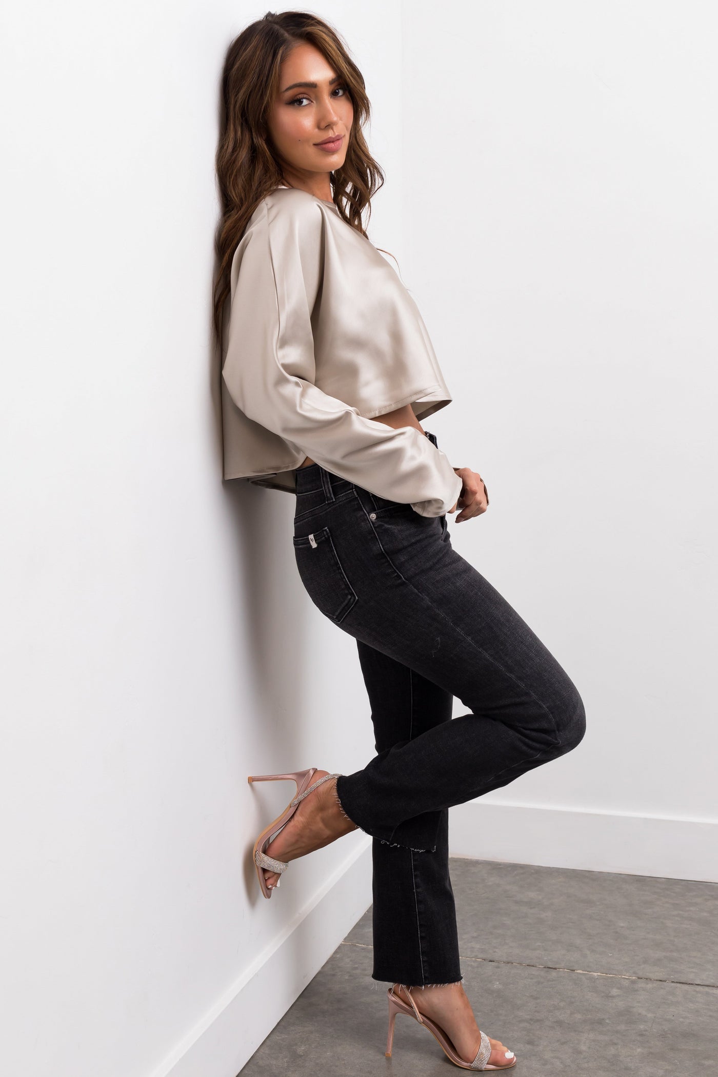 Sneak Peek Black Wash Medium Rise Kick Flare Leg Jeans