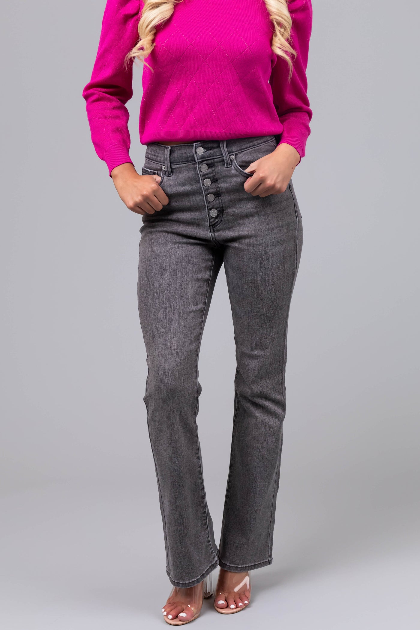 Sneak Peek Light Grey Slim Bootcut Jeans