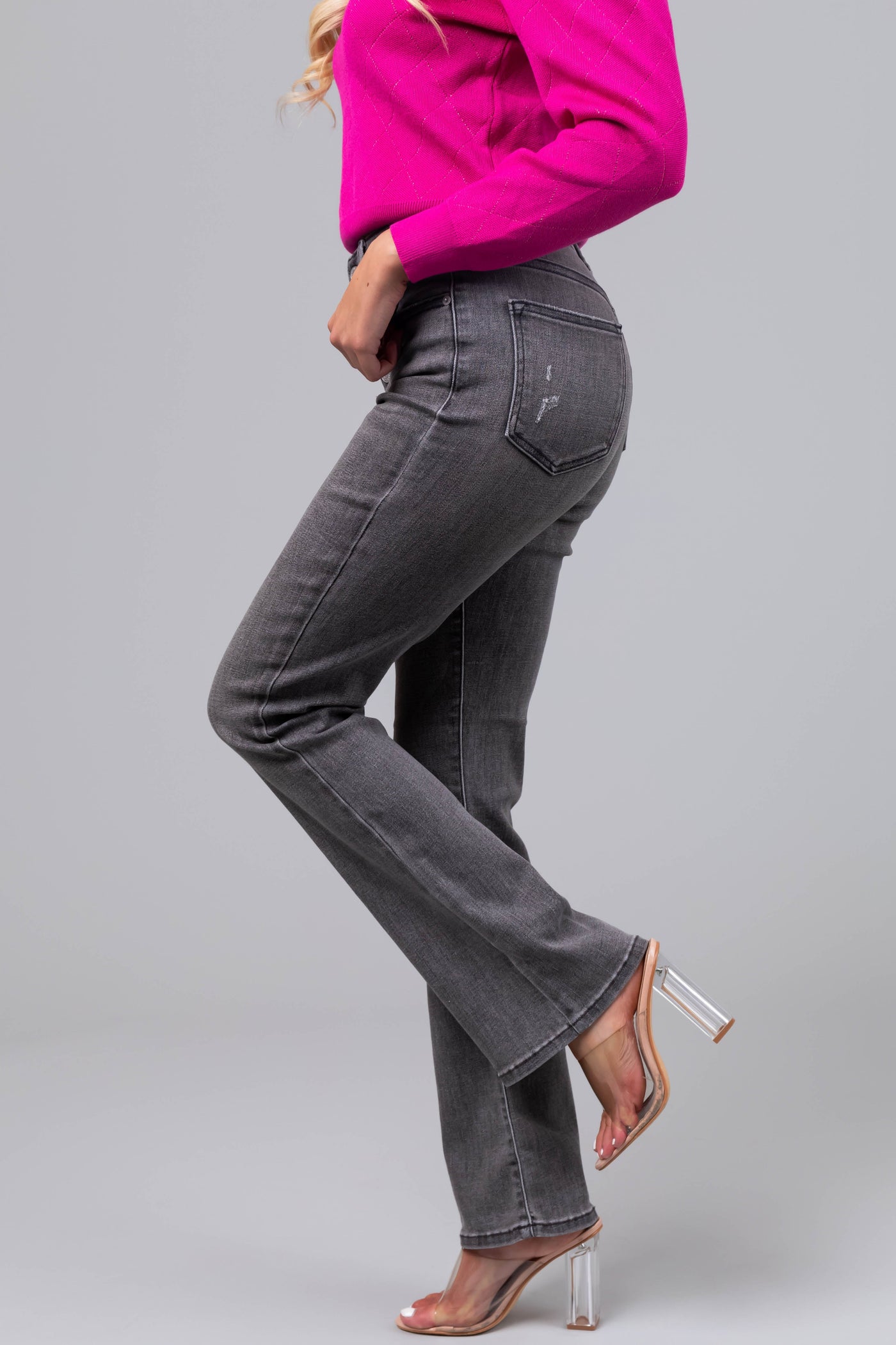 Sneak Peek Light Grey Slim Bootcut Jeans