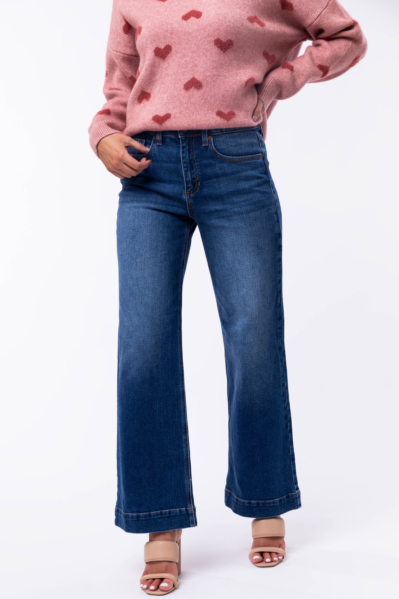 Sneak Peek Medium Wash High Rise Wide Jeans