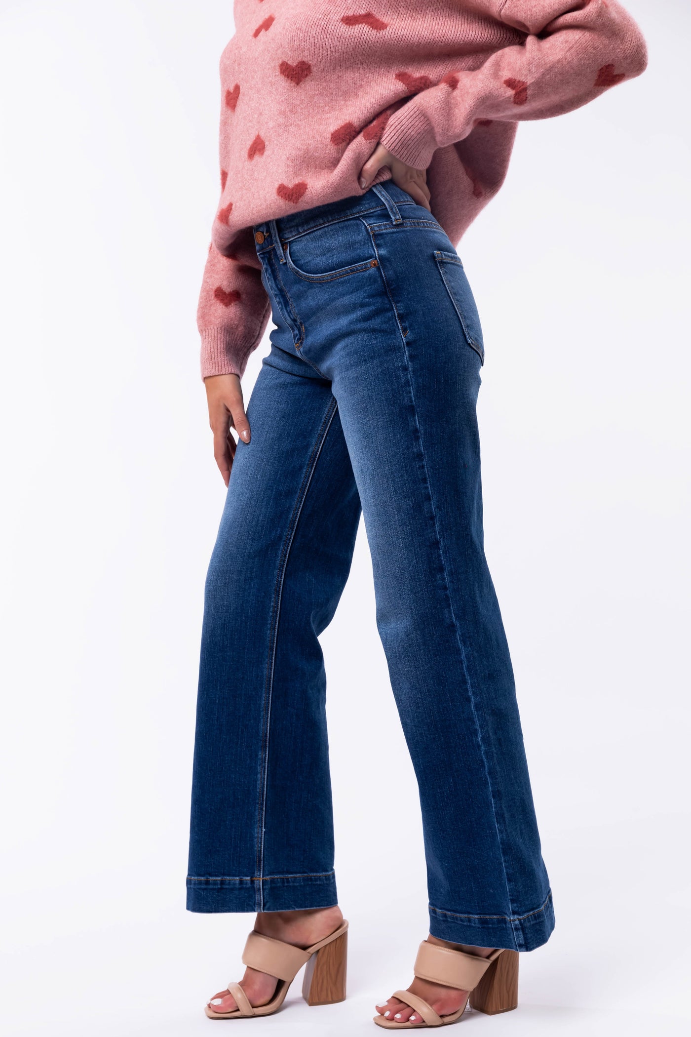 Sneak Peek Medium Wash High Rise Wide Jeans