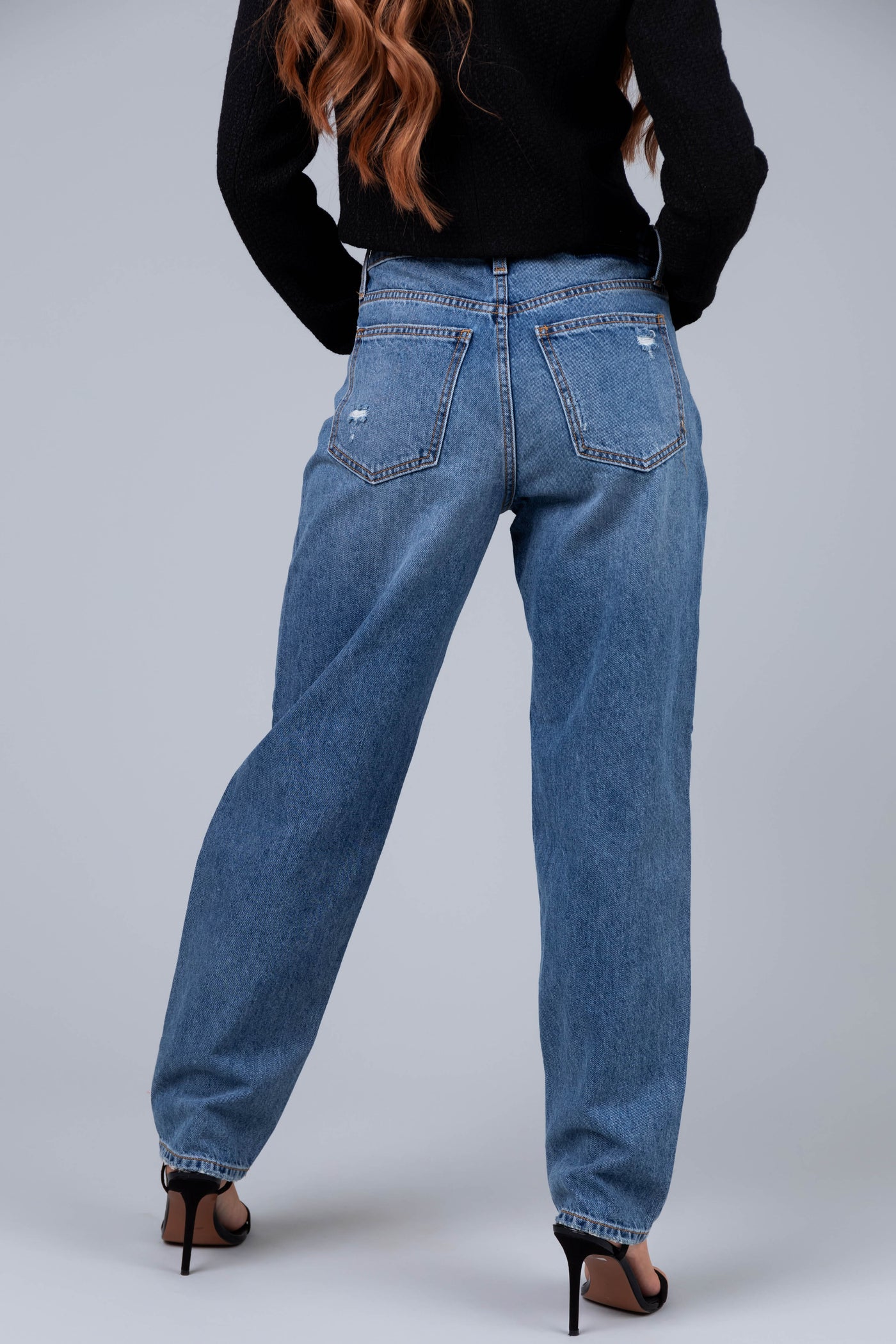 Sneak Peek Medium Wash Wide Leg Boyfriend Jeans