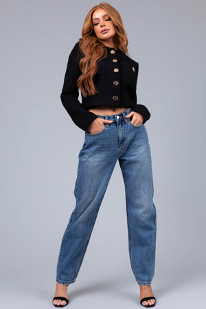Sneak Peek Medium Wash Wide Leg Boyfriend Jeans