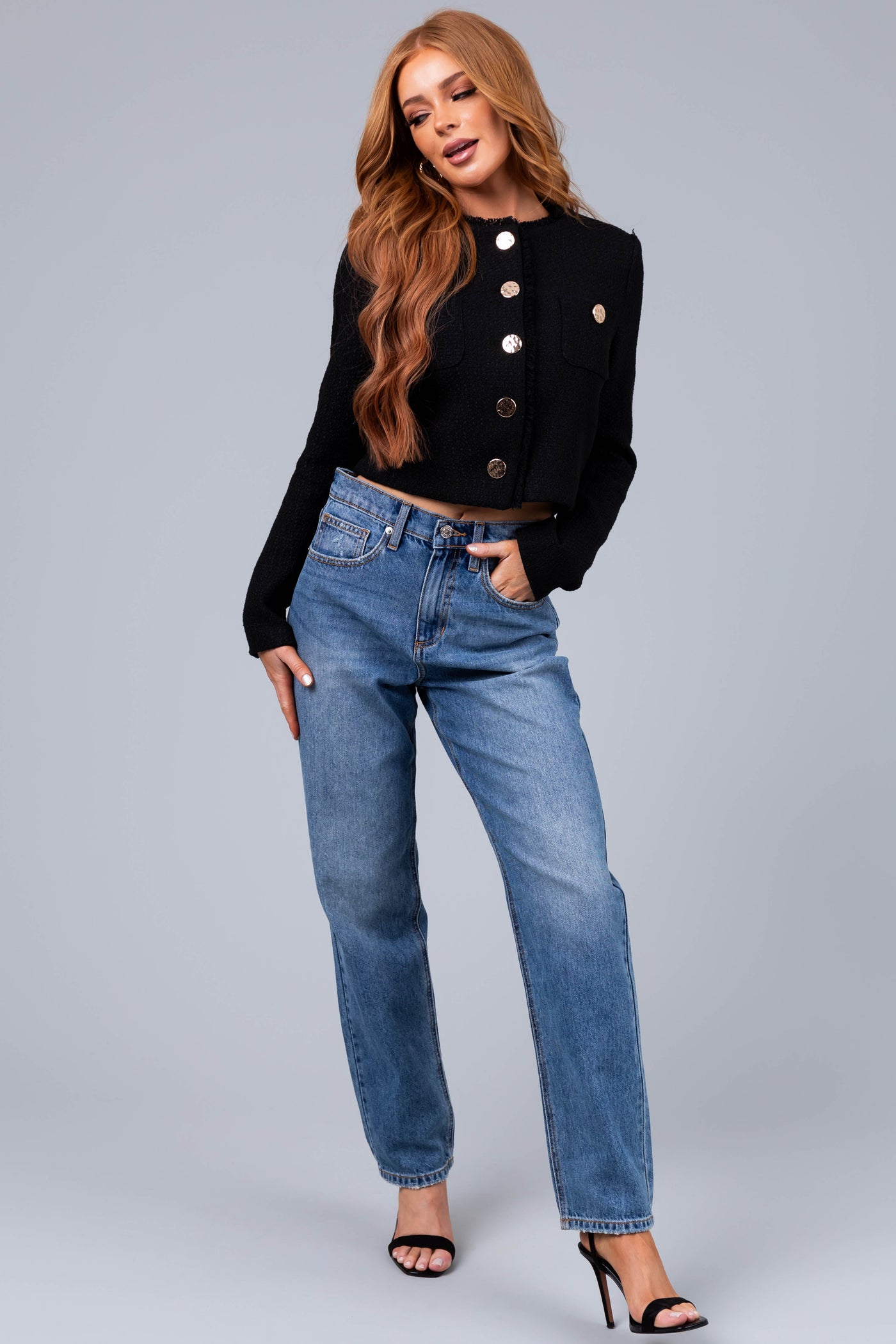 Sneak Peek Medium Wash Wide Leg Boyfriend Jeans