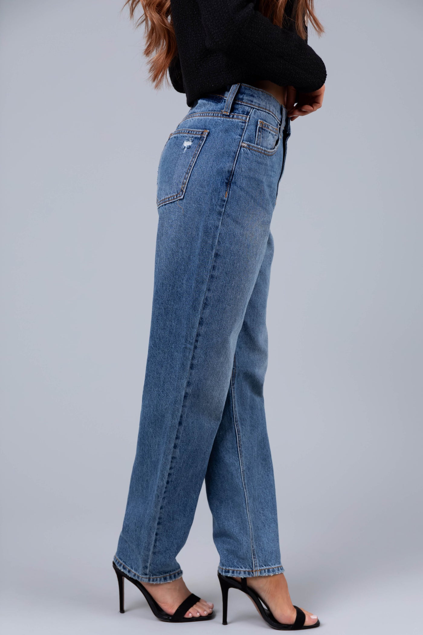 Sneak Peek Medium Wash Wide Leg Boyfriend Jeans