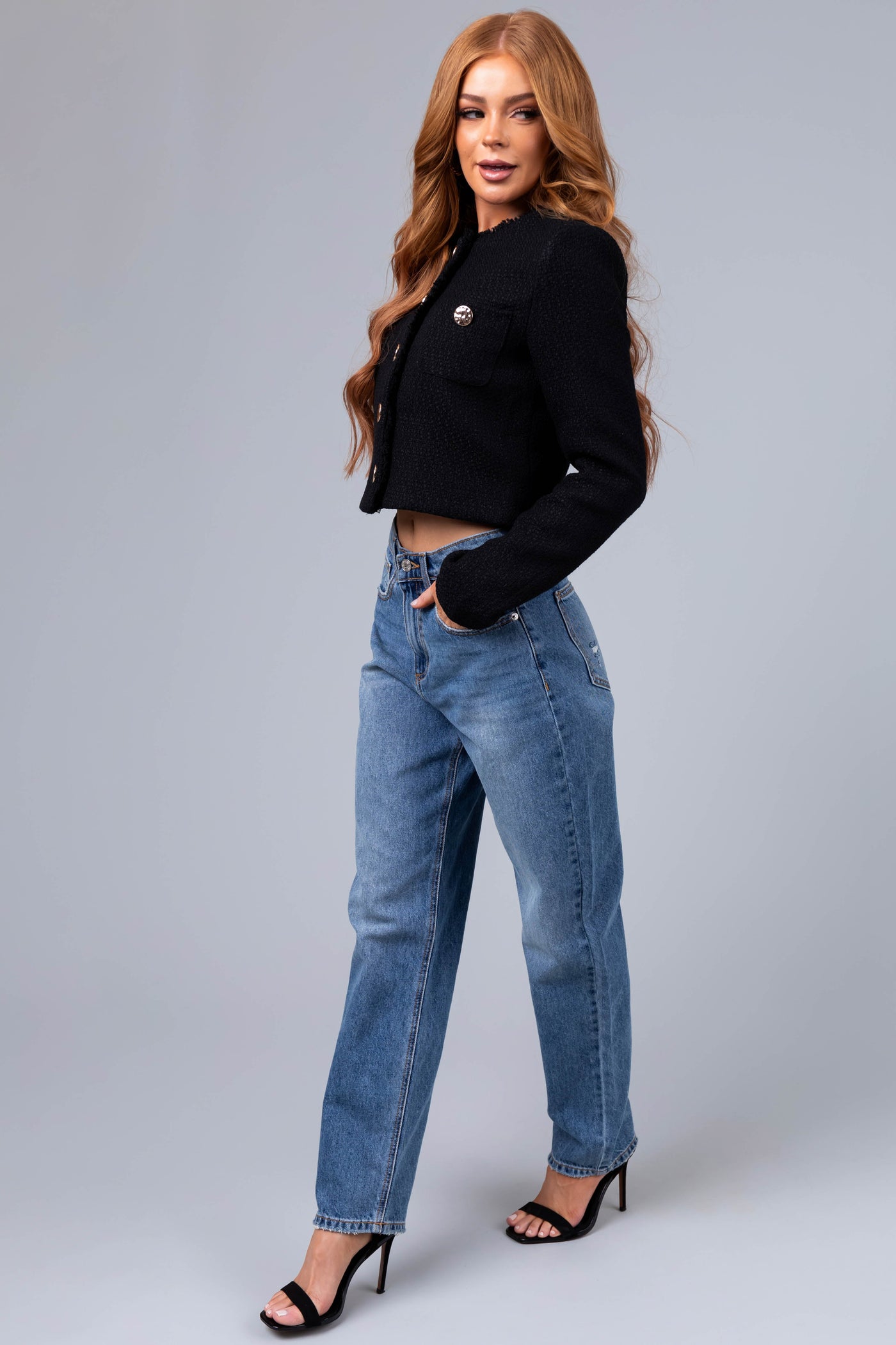 Sneak Peek Medium Wash Wide Leg Boyfriend Jeans
