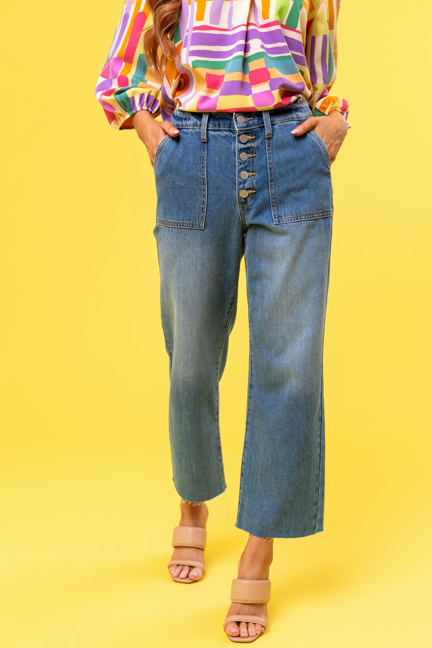 Sneak Peek Medium Wash Wide Leg Jeans