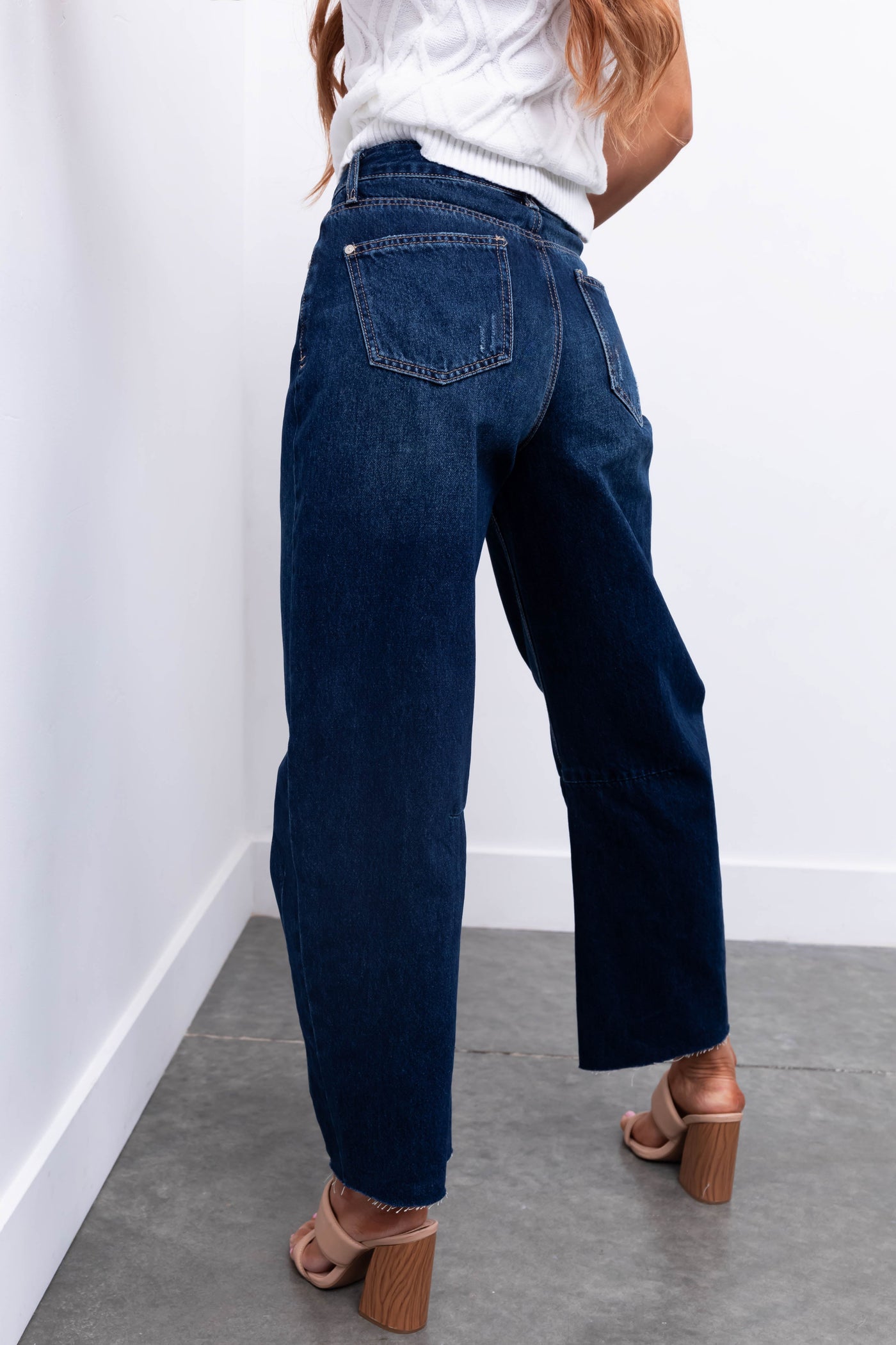 Special A Dark Wash High Rise Barrel Jeans
