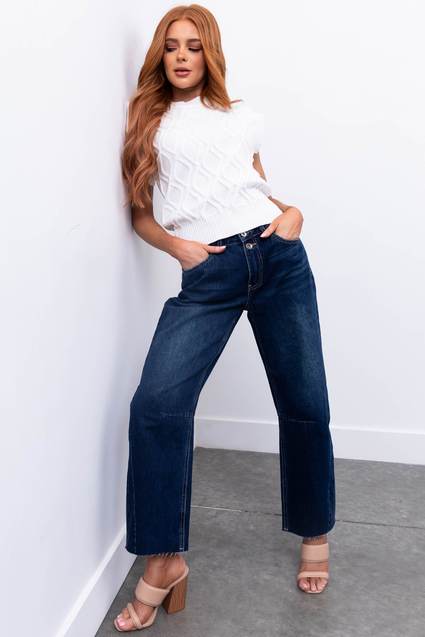 Special A Dark Wash High Rise Barrel Jeans