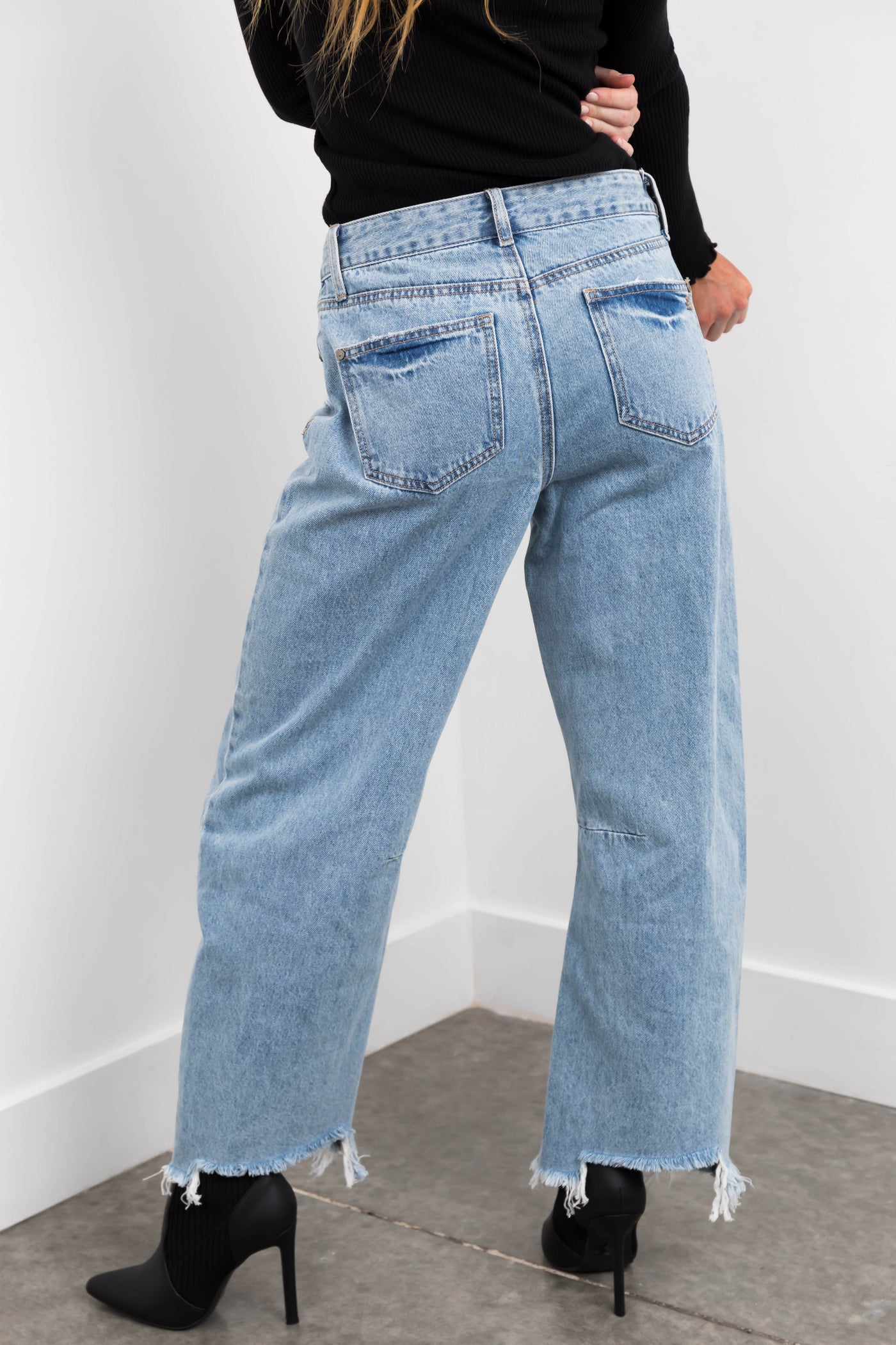 Special A Light Wash High Rise Barrel Jeans