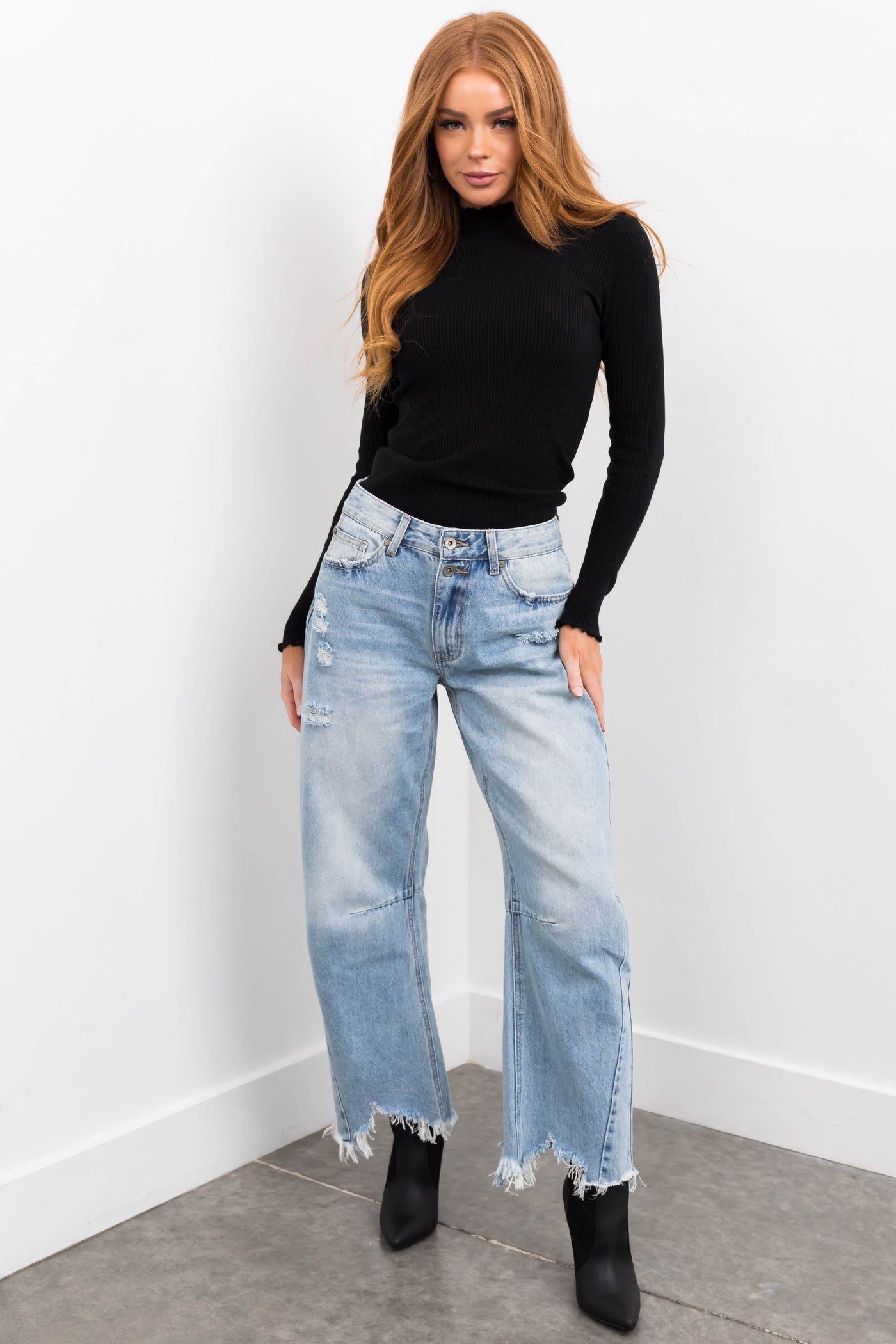 Special A Light Wash High Rise Barrel Jeans