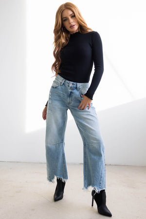 Special A Light Wash High Rise Barrel Jeans