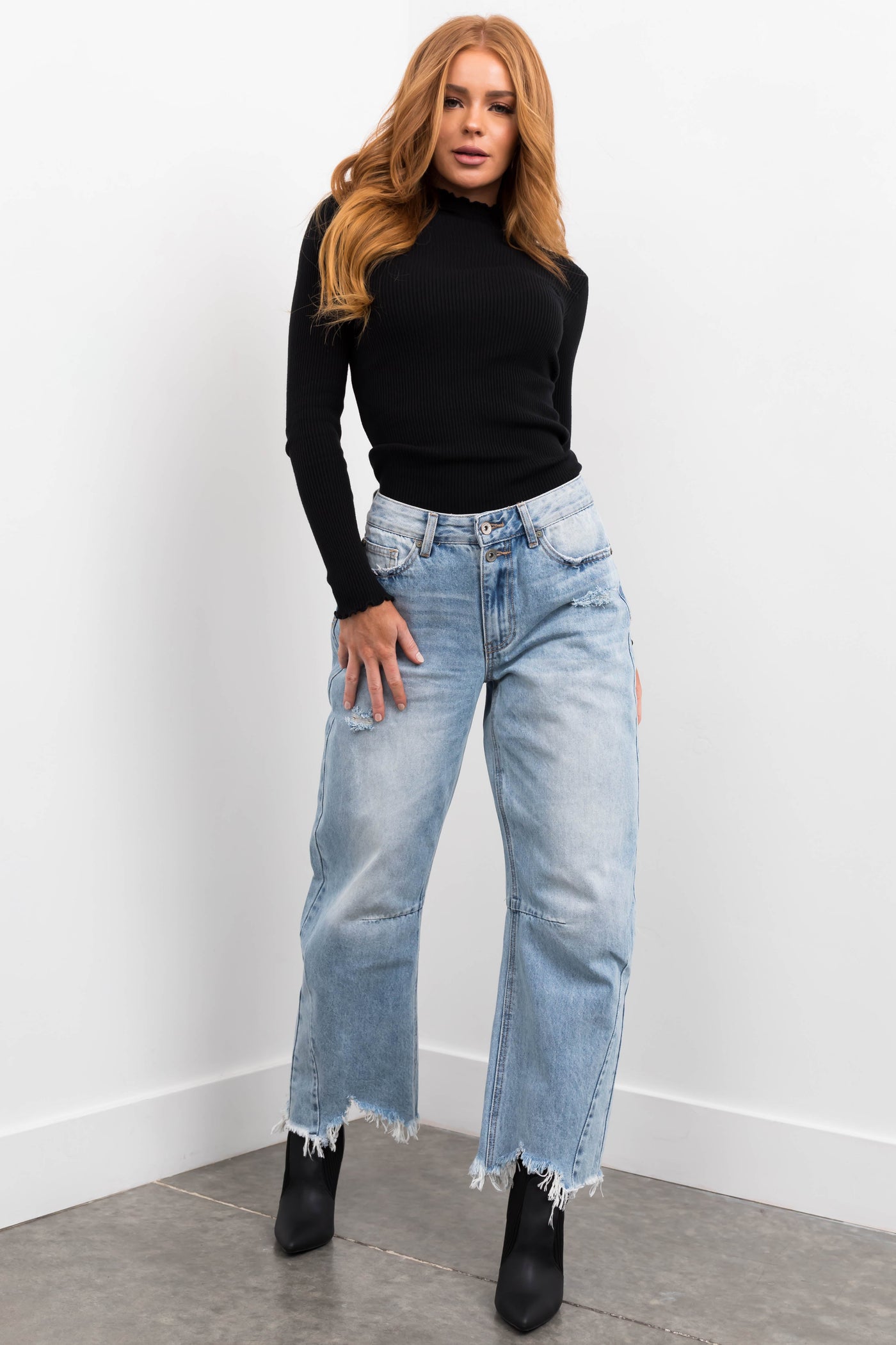 Special A Light Wash High Rise Barrel Jeans