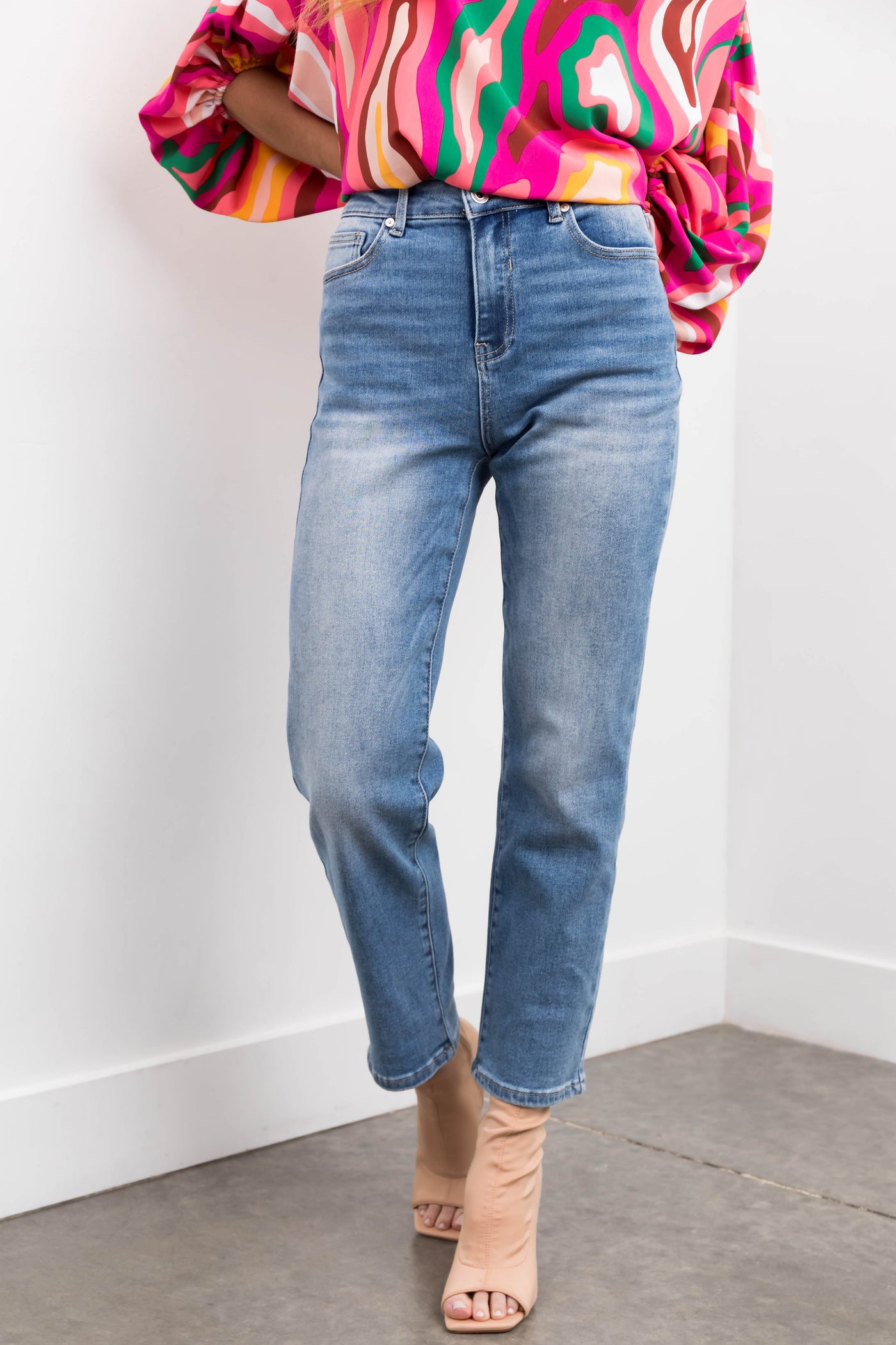 Special A Medium Wash Relaxed Mom Jeans
