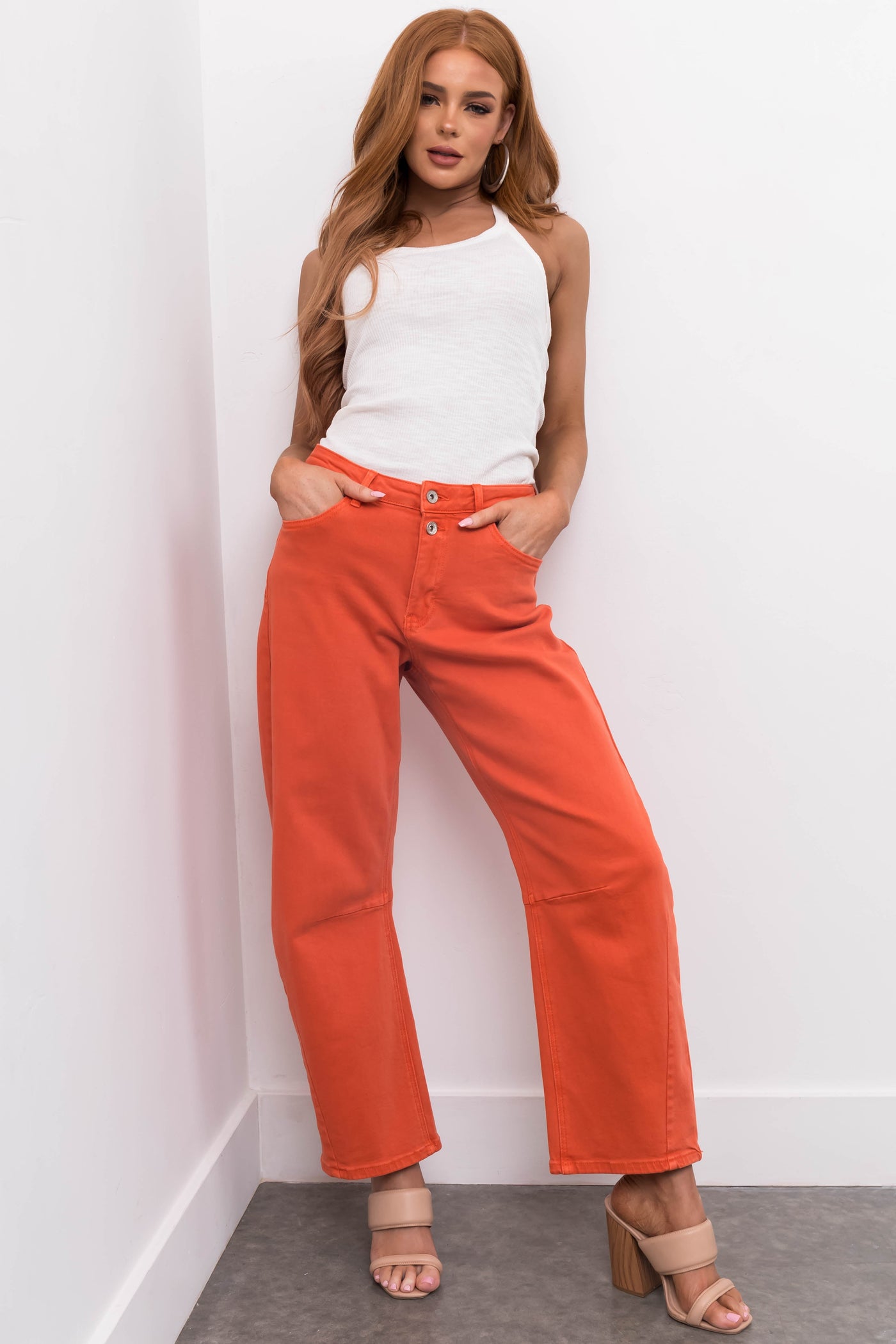 Special A Terracotta Wide Leg Barrel Jeans