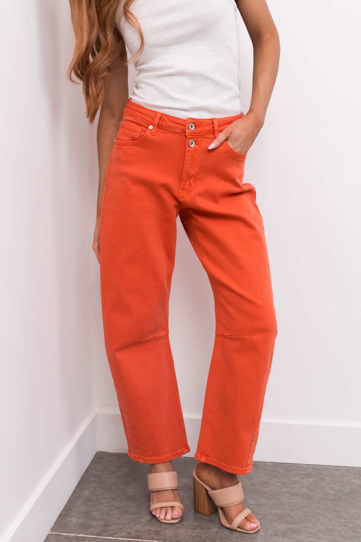Special A Terracotta Wide Leg Barrel Jeans