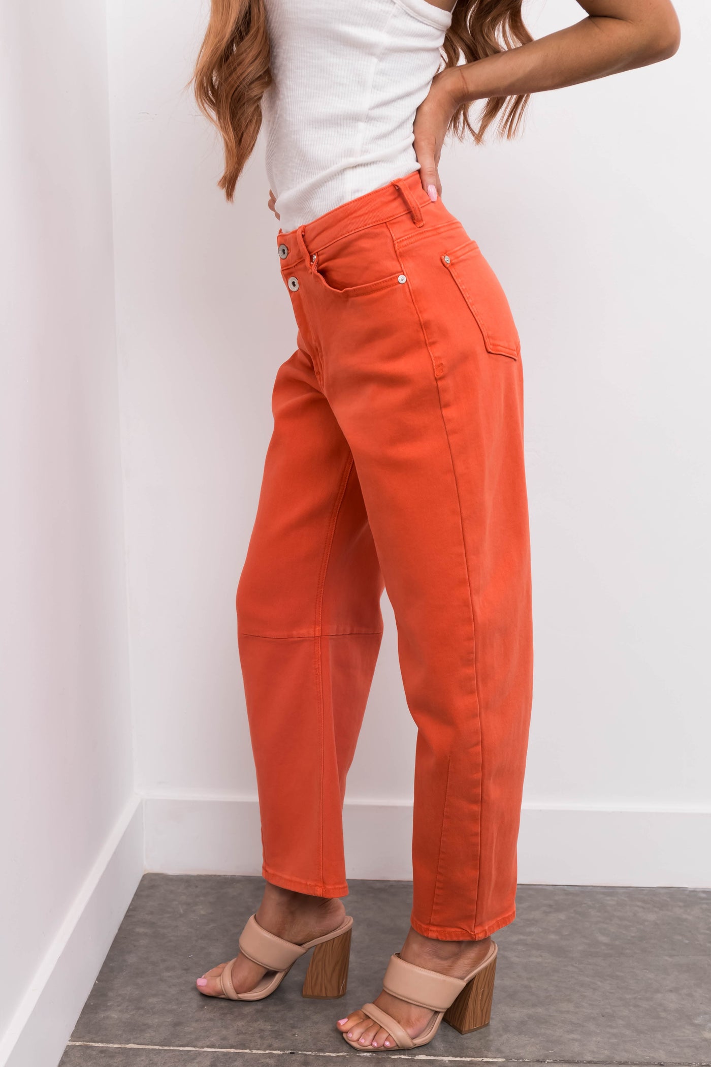 Special A Terracotta Wide Leg Barrel Jeans