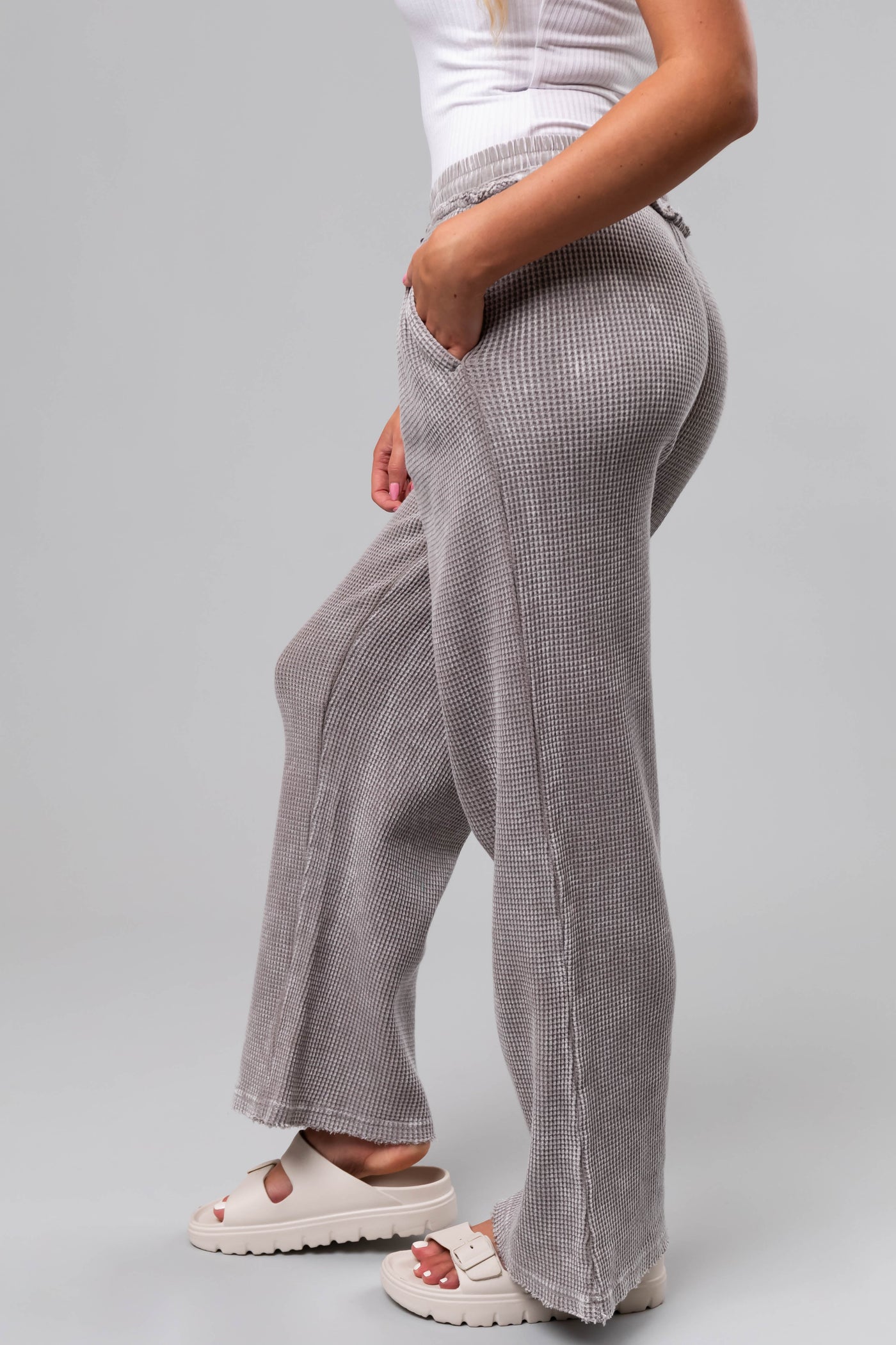 Steel Mineral Wash Waffle Knit Pants