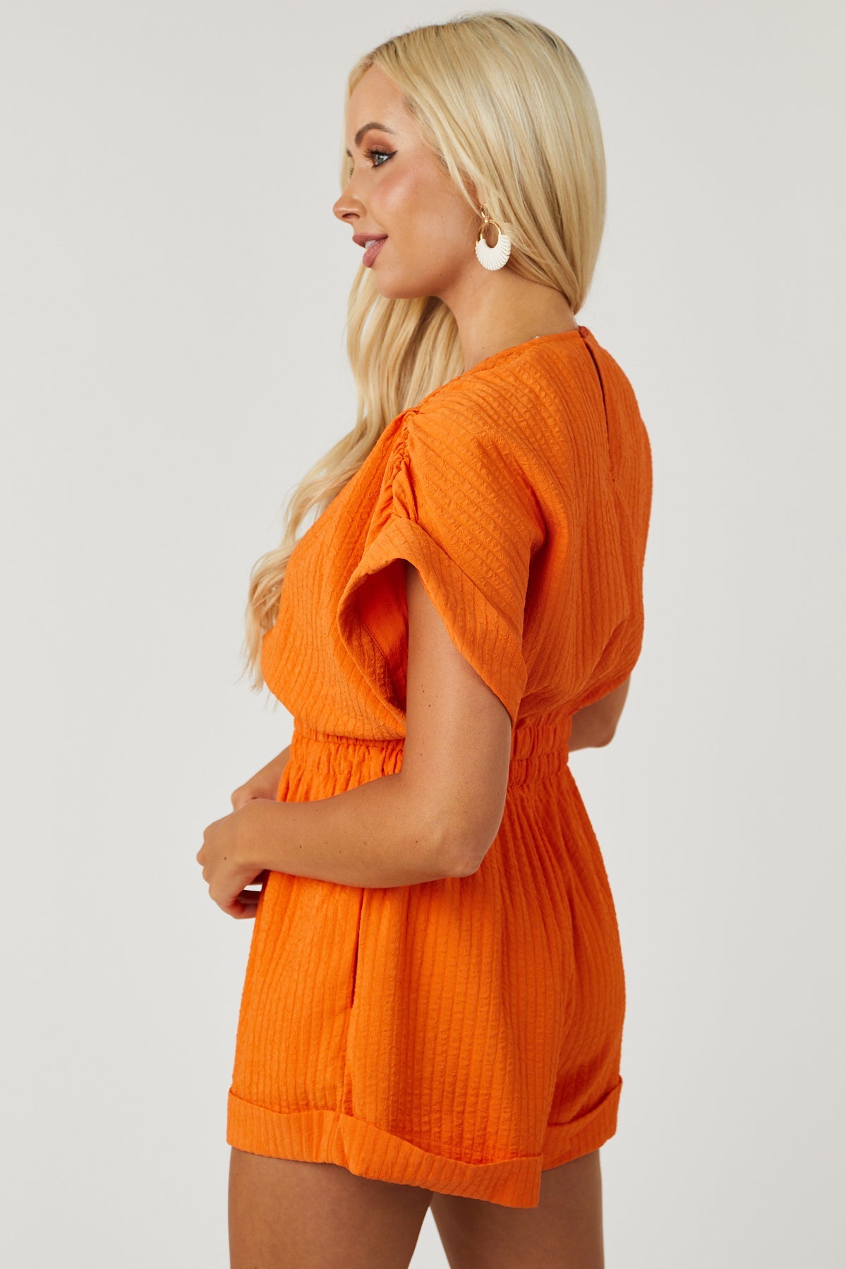 Sunset Plunging V Neck Romper with Pockets