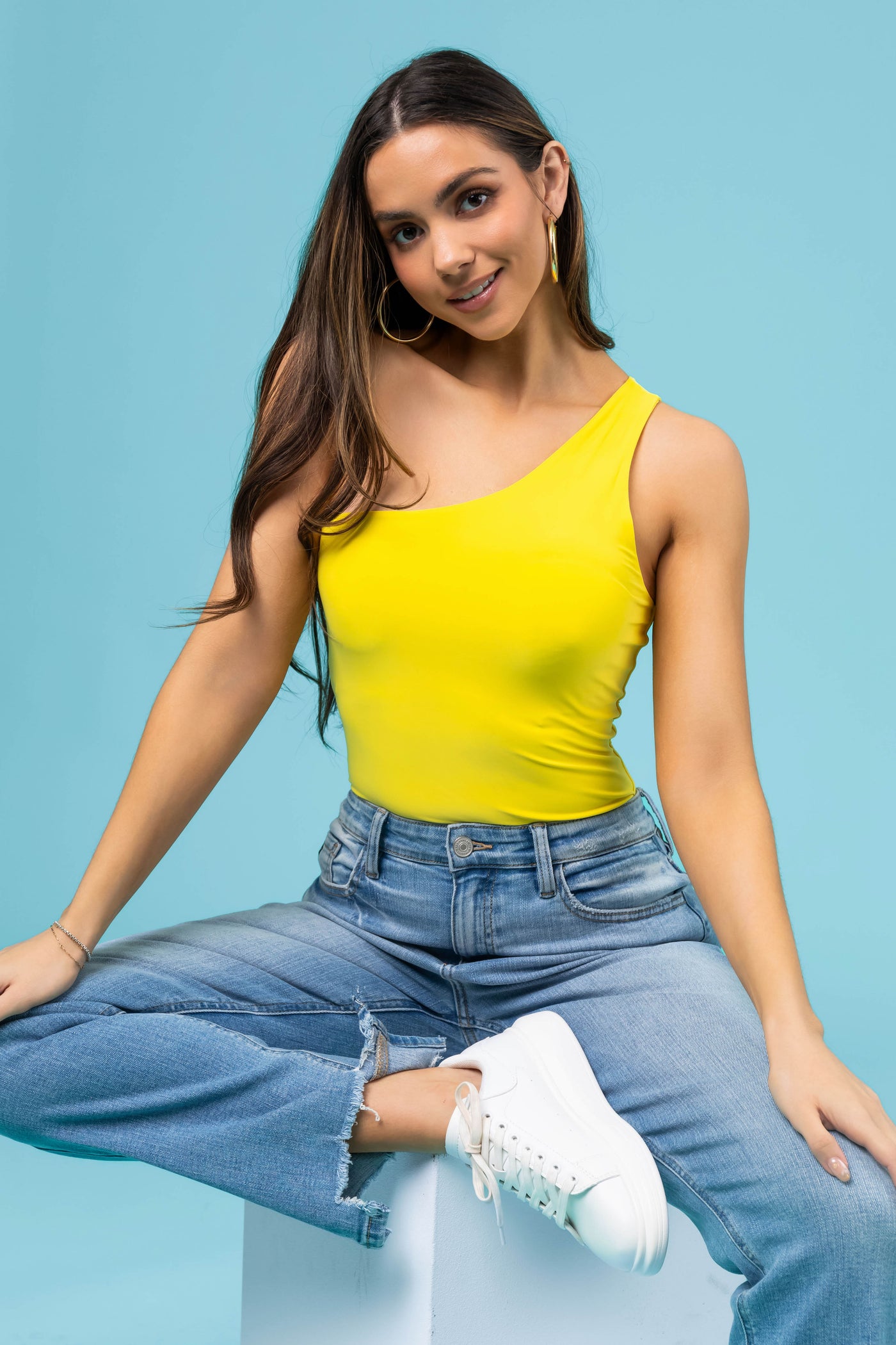 Sunshine One Shoulder Stretchy Knit Bodysuit