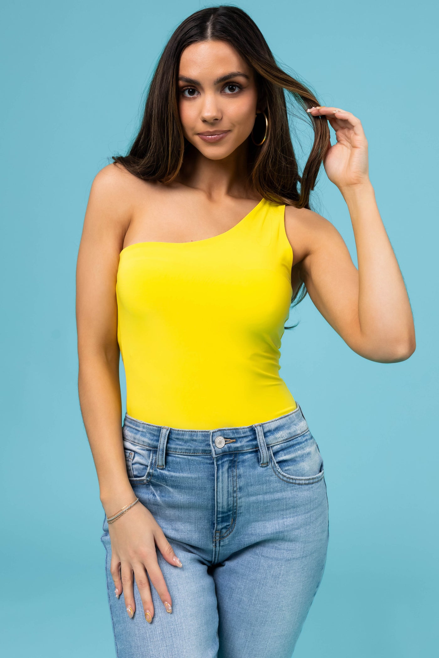 Sunshine One Shoulder Stretchy Knit Bodysuit