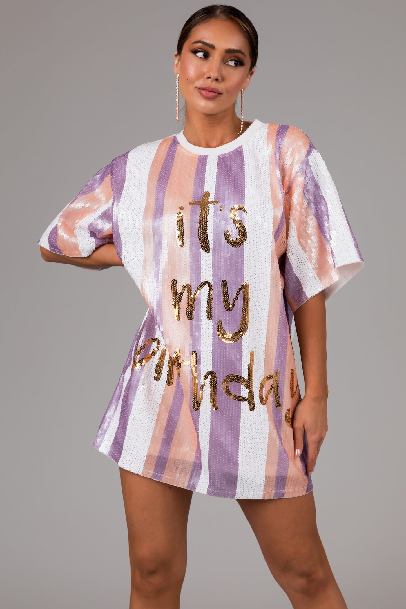 Tea Rose 'It's My Birthday' Sequin Tunic Dress