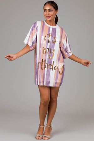 Tea Rose 'It's My Birthday' Sequin Tunic Dress