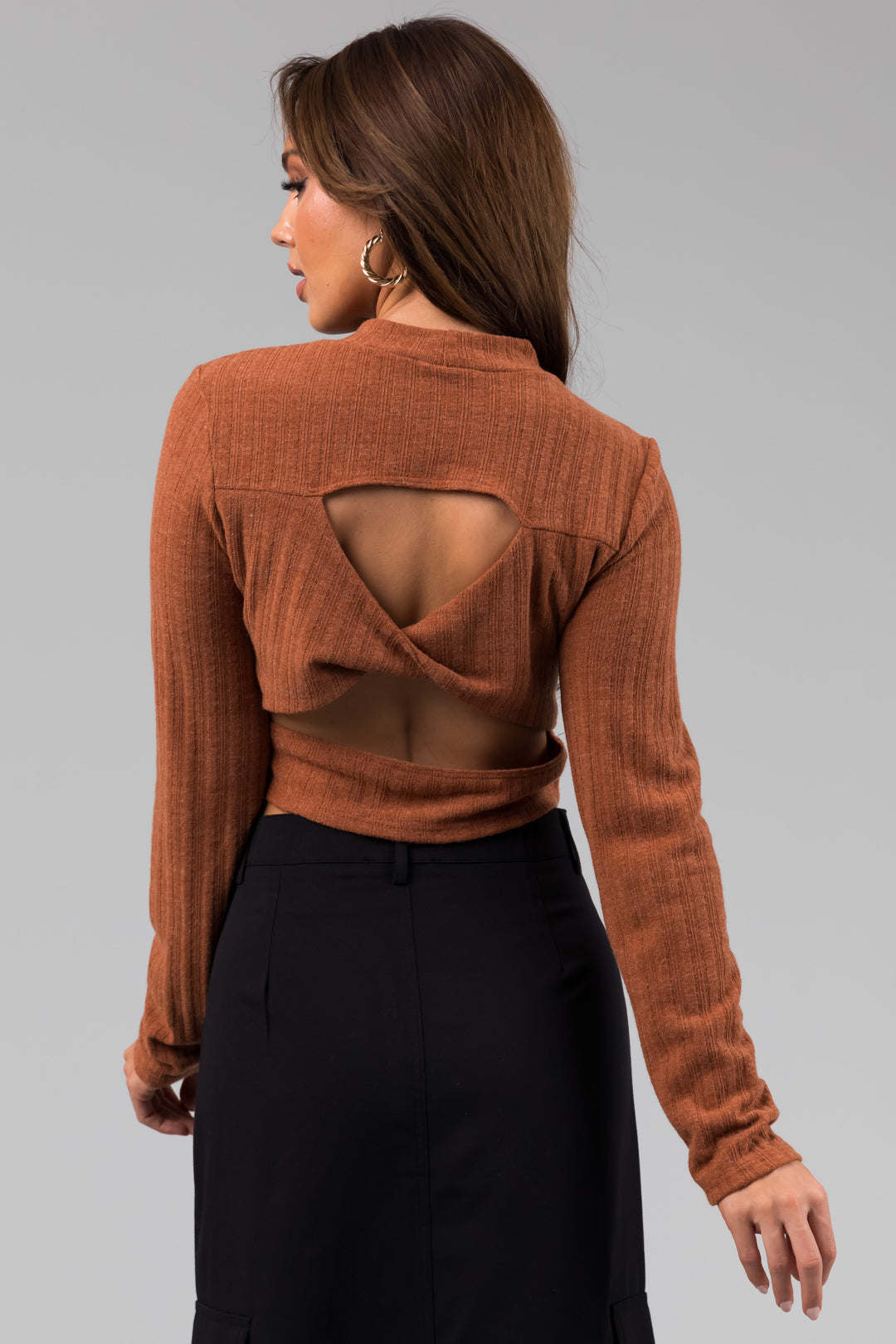 Terracotta Criss Cross Cut Out Back Crop Top