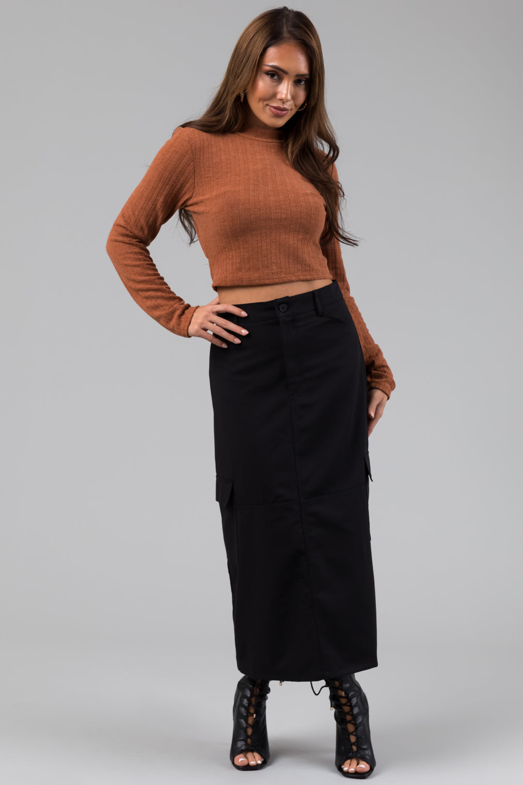 Terracotta Criss Cross Cut Out Back Crop Top