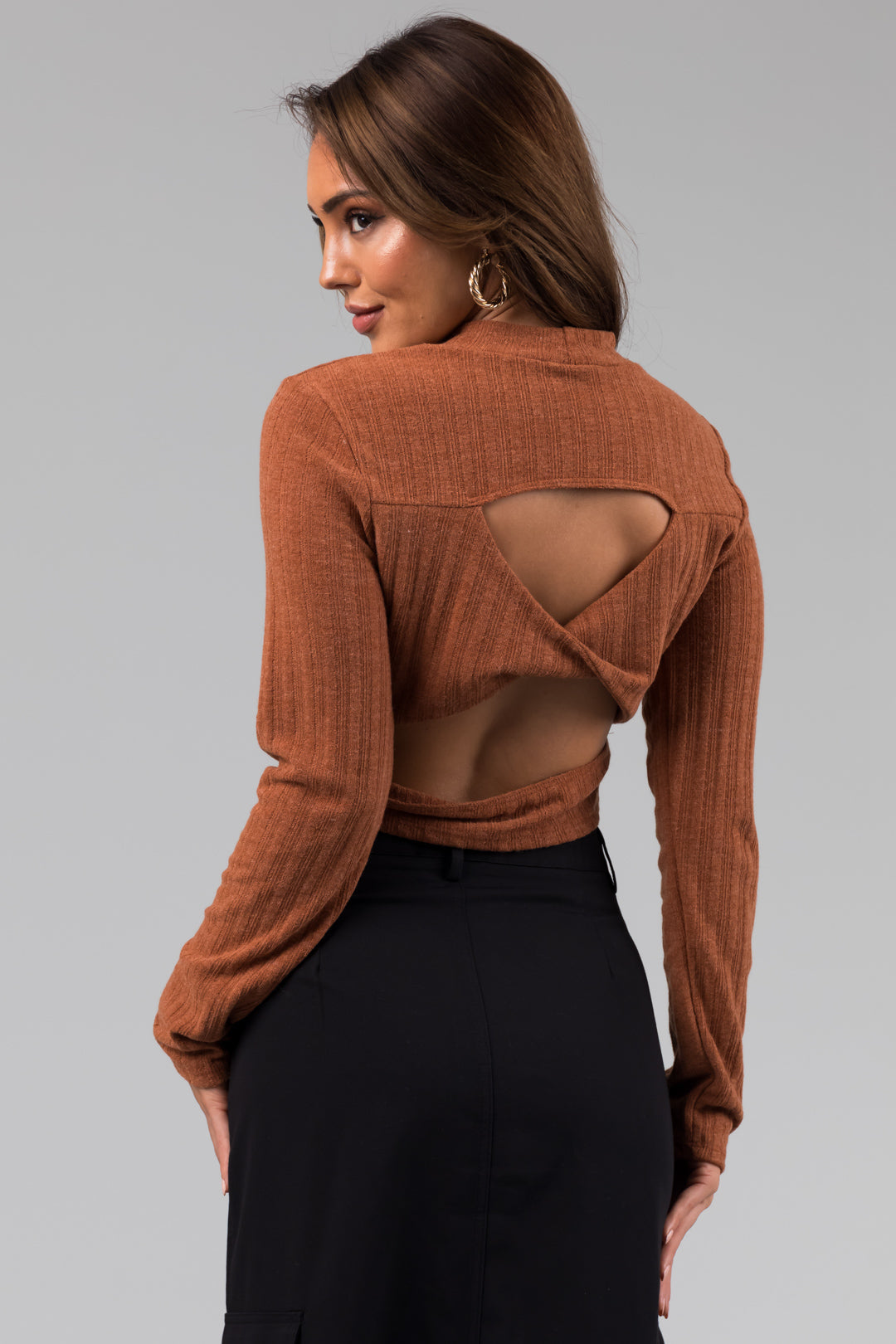 Terracotta Criss Cross Cut Out Back Crop Top