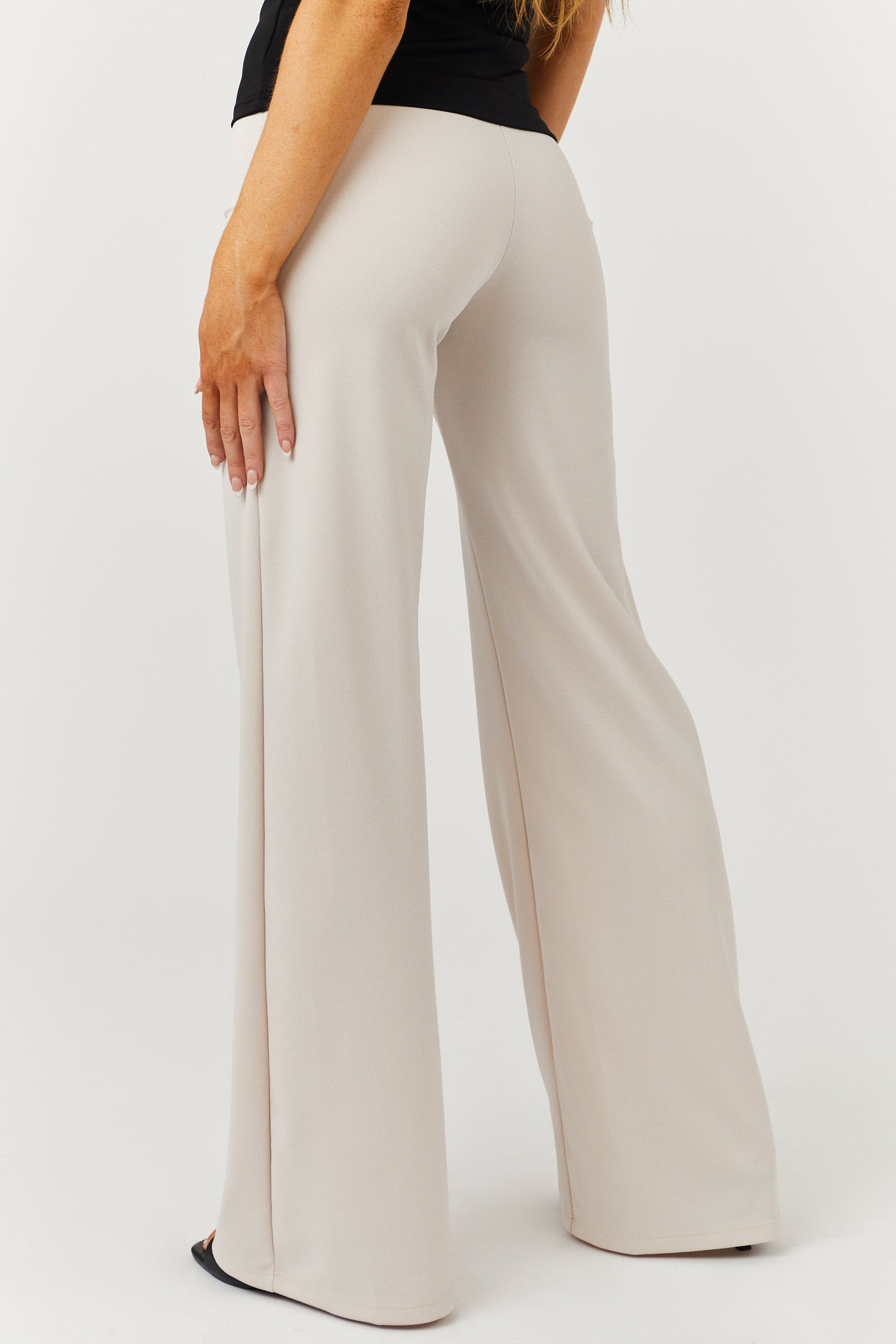 Vanilla High Waist Seam Detail Woven Flare Pants