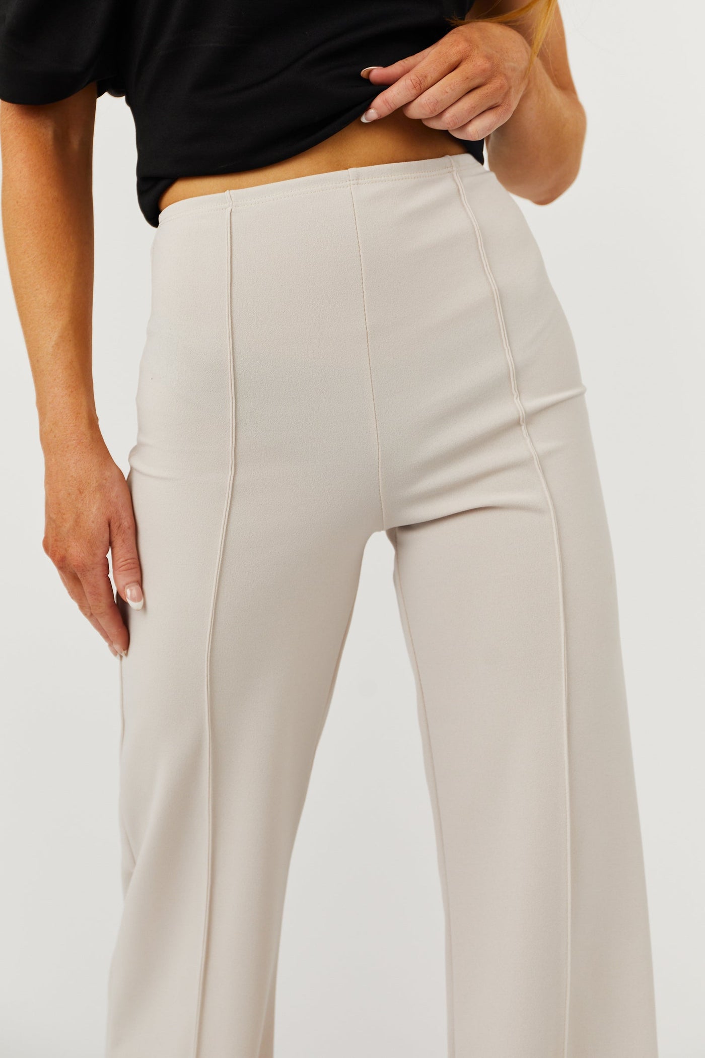 Vanilla High Waist Seam Detail Woven Flare Pants