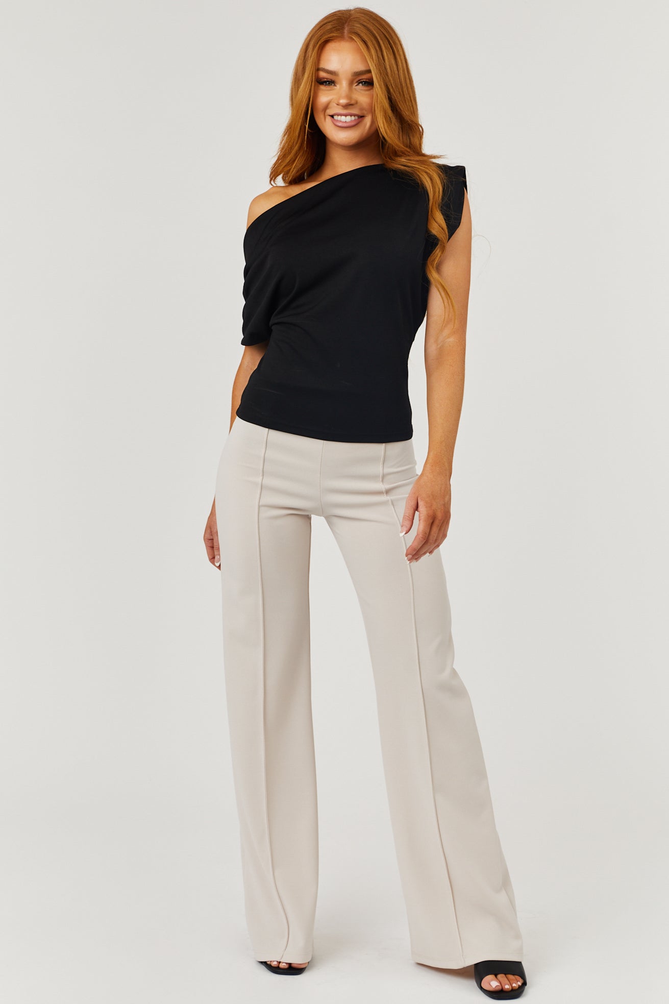 Vanilla High Waist Seam Detail Woven Flare Pants