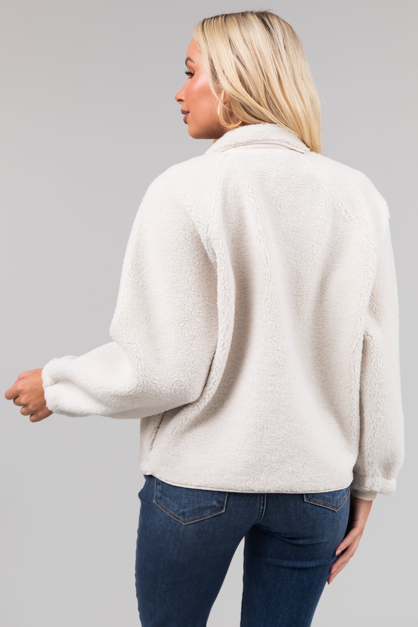 Vanilla Snap Button Down Sherpa Jacket