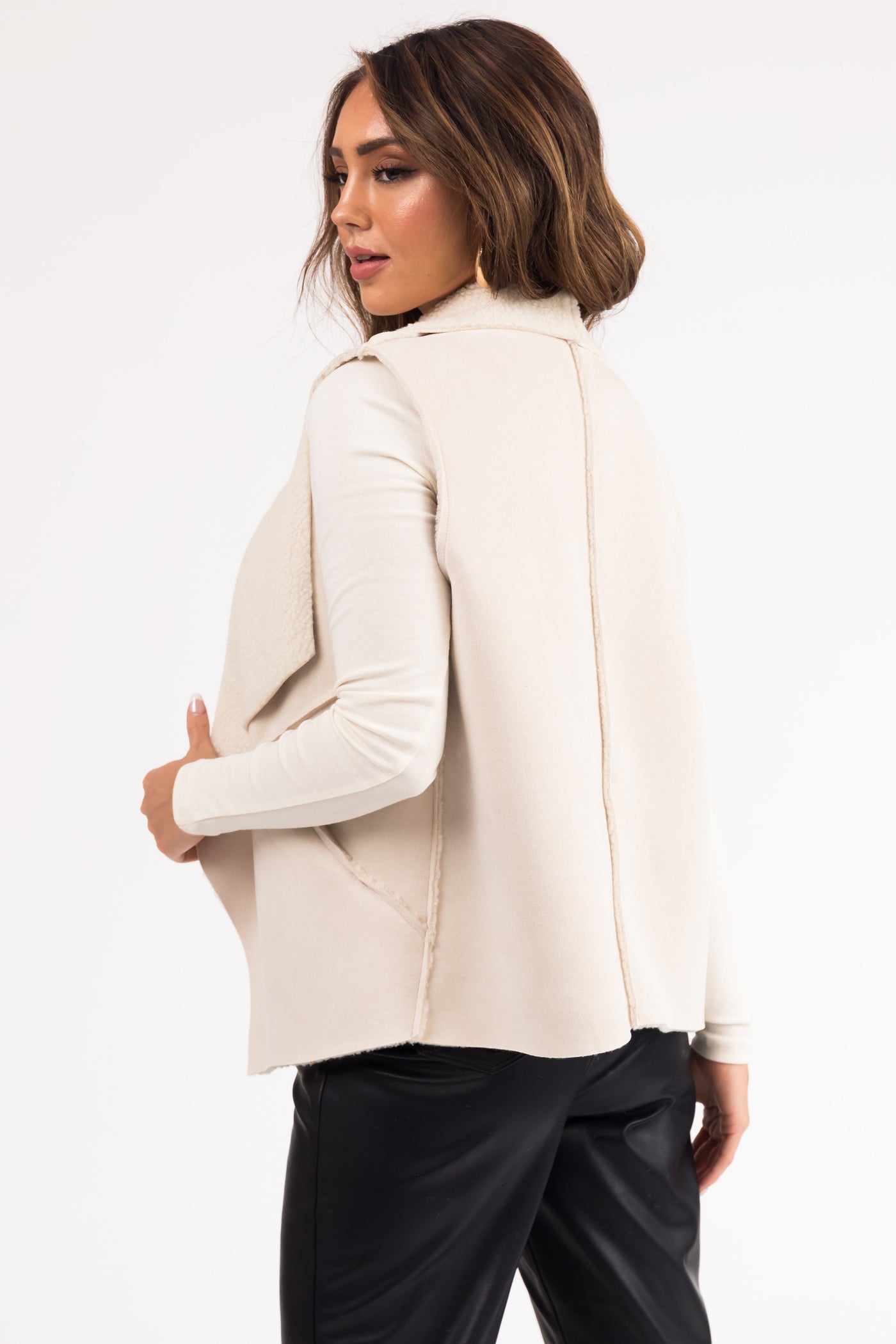 Vanilla Suede Vest with Fleece Lining