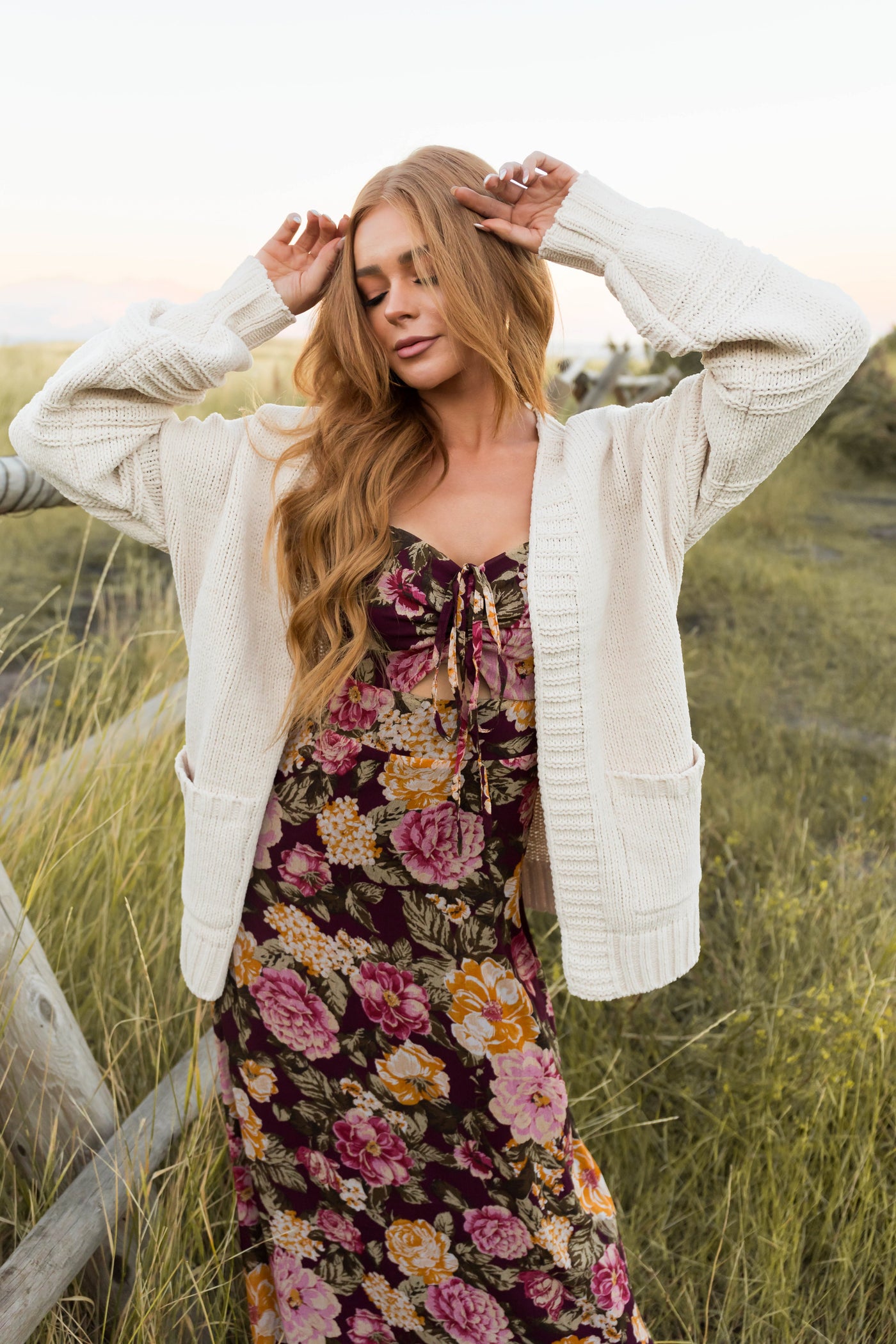 Vanilla Textured Sleeve Open Chenille Cardigan