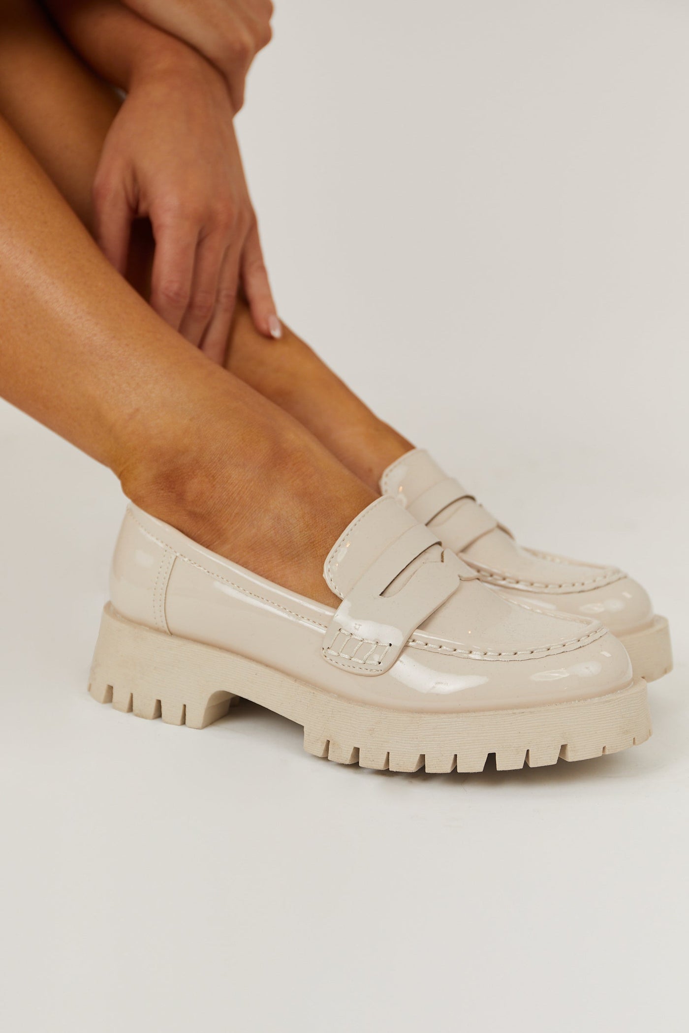 Vanilla Treaded Sole Platform Penny Loafers