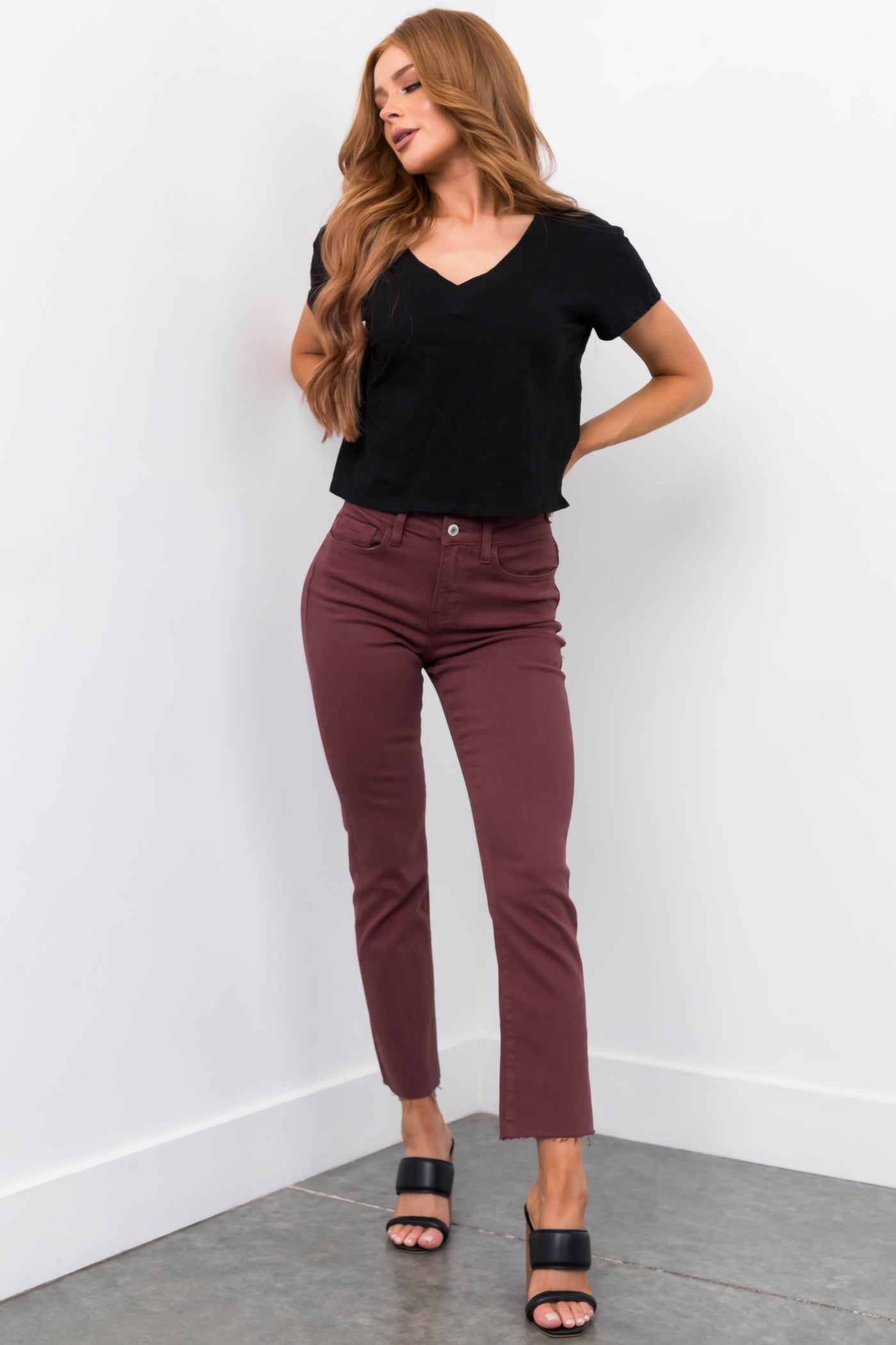 Vervet Berry High Rise Straight Leg Jeans