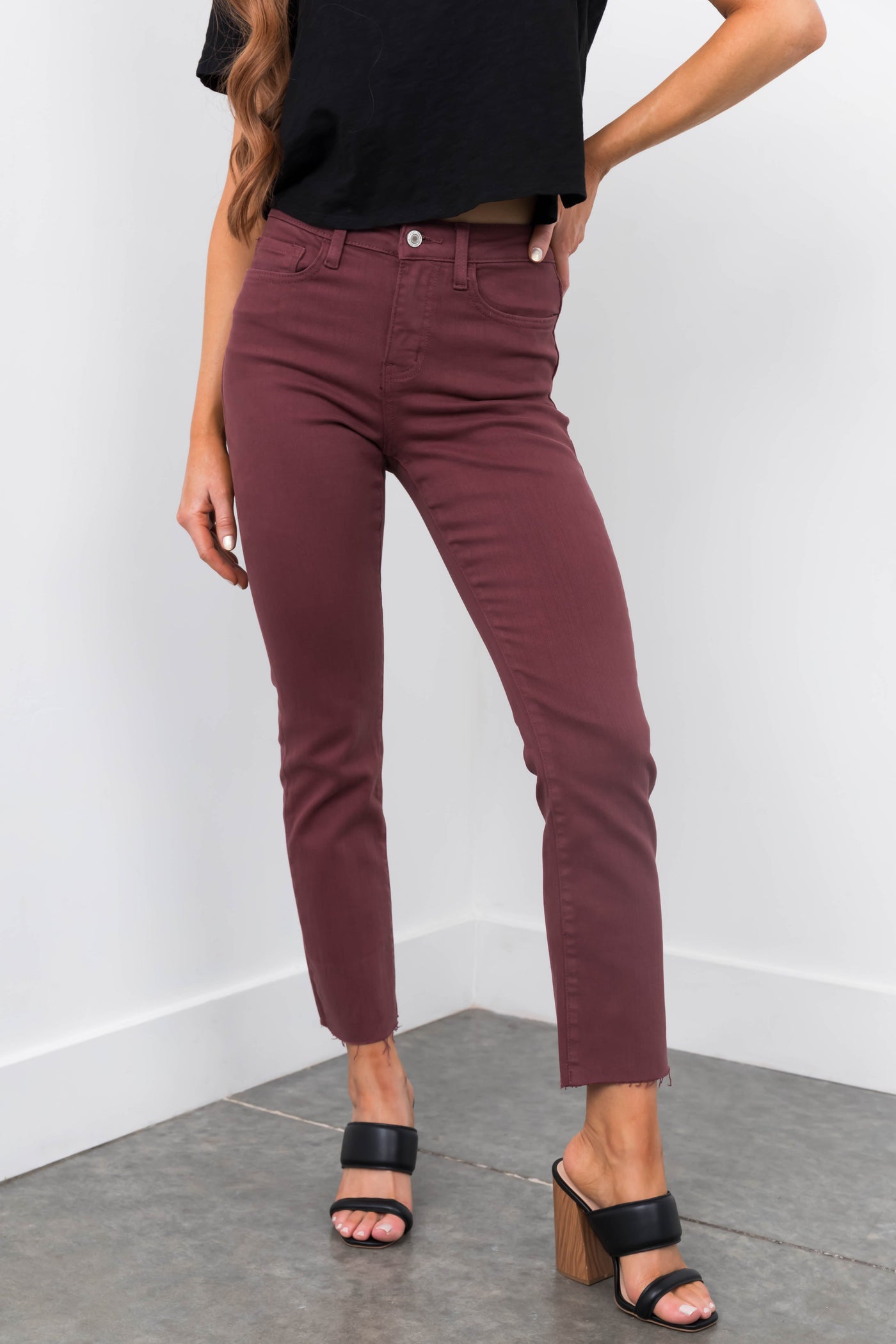 Vervet Berry High Rise Straight Leg Jeans