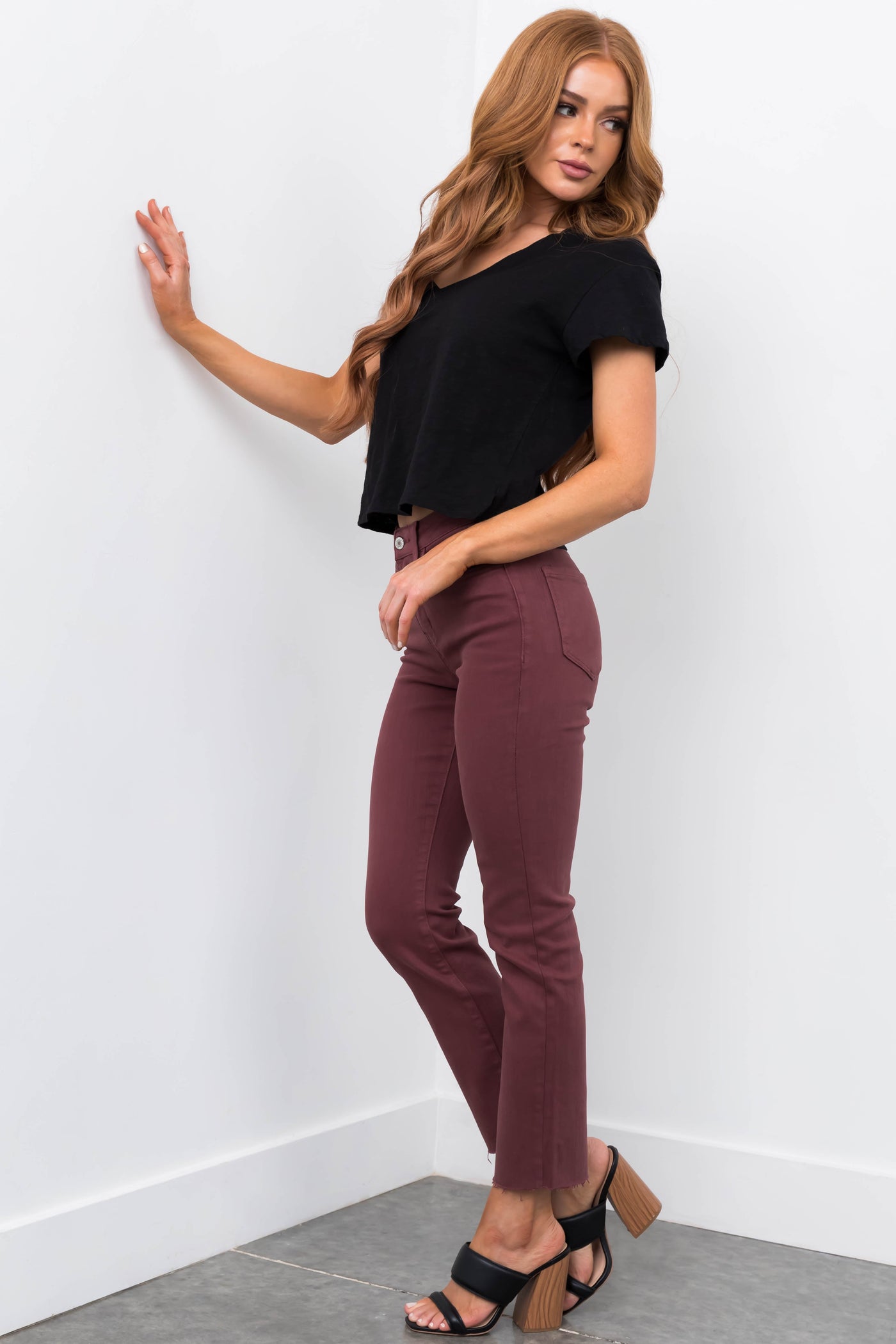 Vervet Berry High Rise Straight Leg Jeans