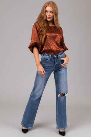 Vervet Medium Wash High Rise Slit Knee Jeans