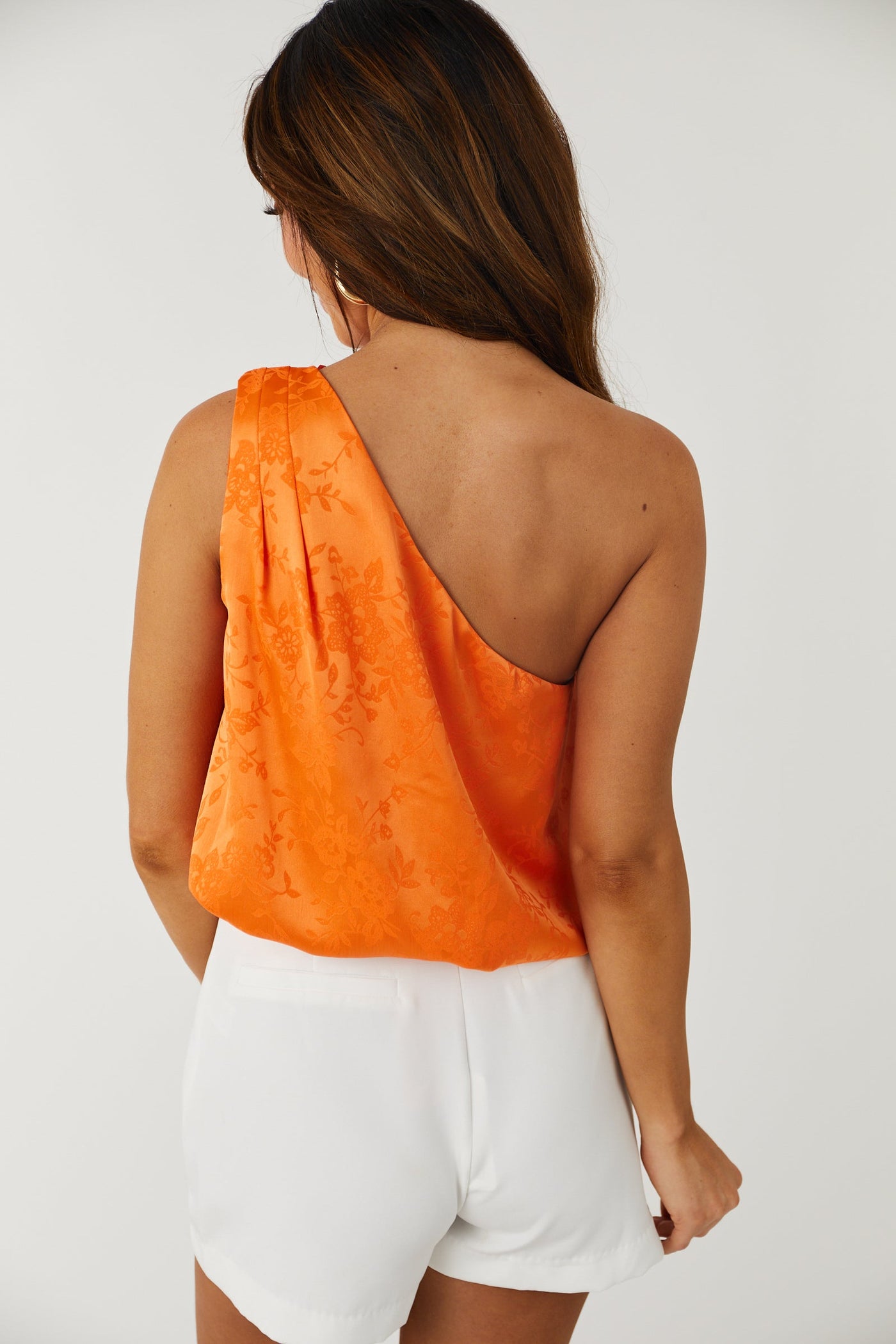 Vibrant Sunset Floral Jacquard Satin Bodysuit