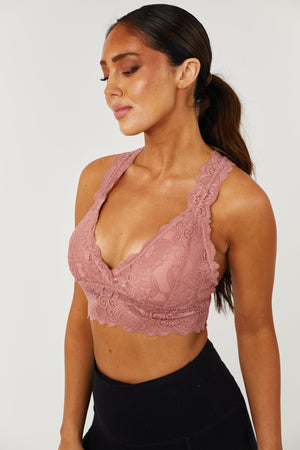 Vintage Rose Lace Racerback Padded Bralette