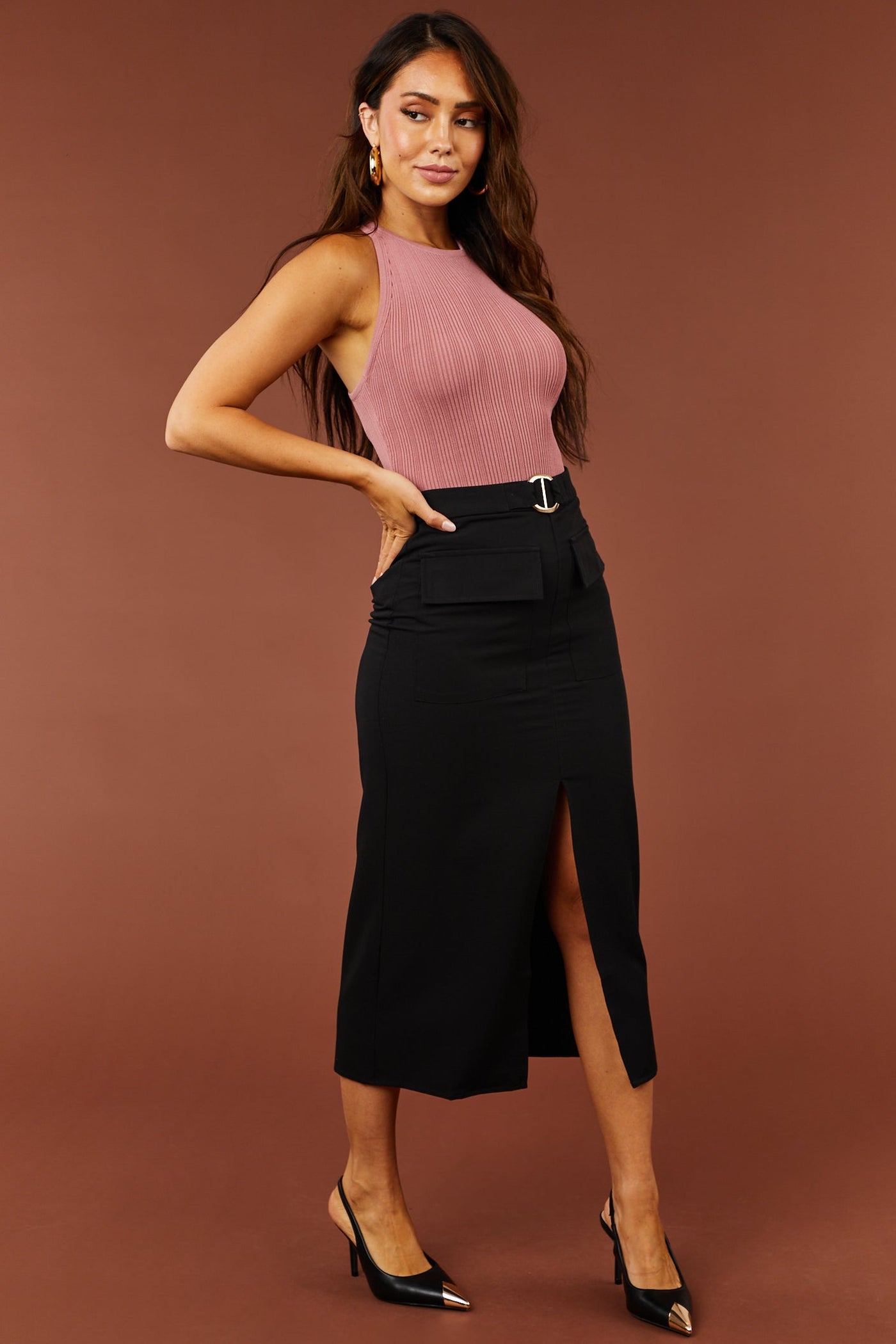 Vintage Rose Racerback Ribbed Knit Bodysuit