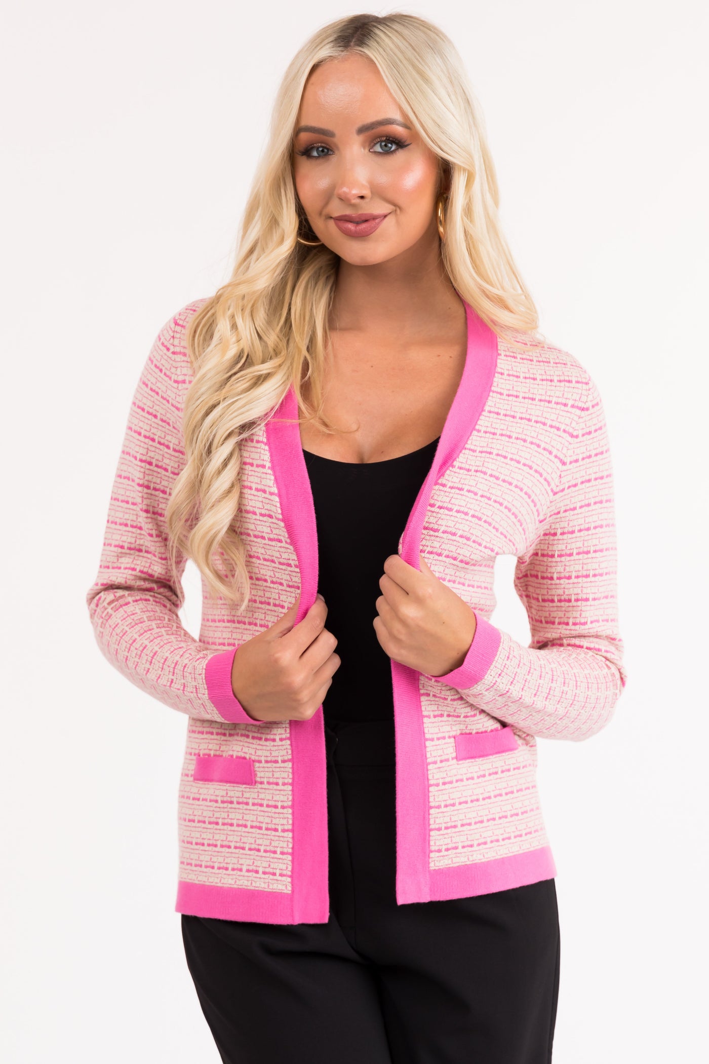 Vivid Bubblegum Printed Open Front Cardigan