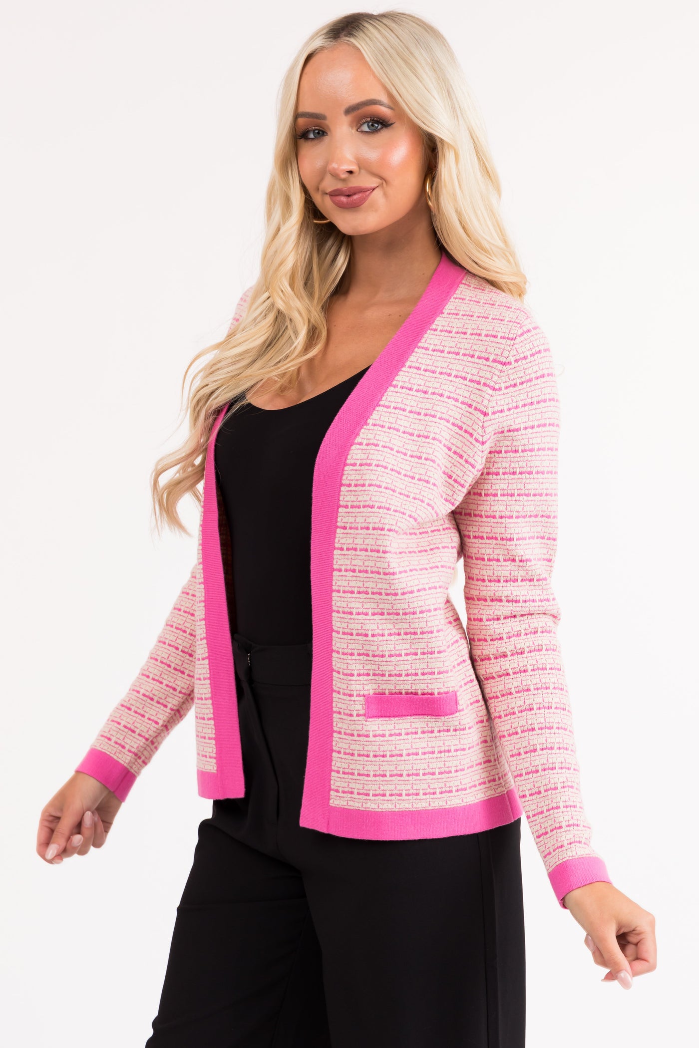 Vivid Bubblegum Printed Open Front Cardigan