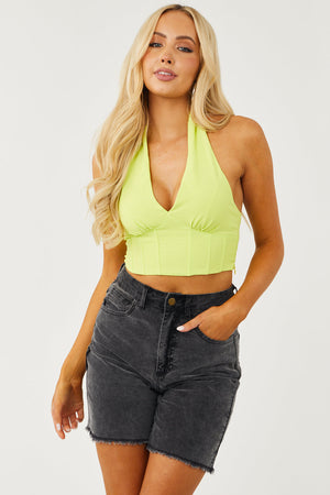 Polagram Washed Black Denim Frayed Bermuda Shorts